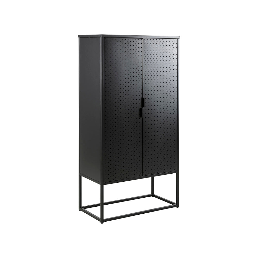 Newton Tall Sideboard Cabinet Unit 80cm Black - Modern Storage Solution for Living Room, Dining Room & Entryway Organization