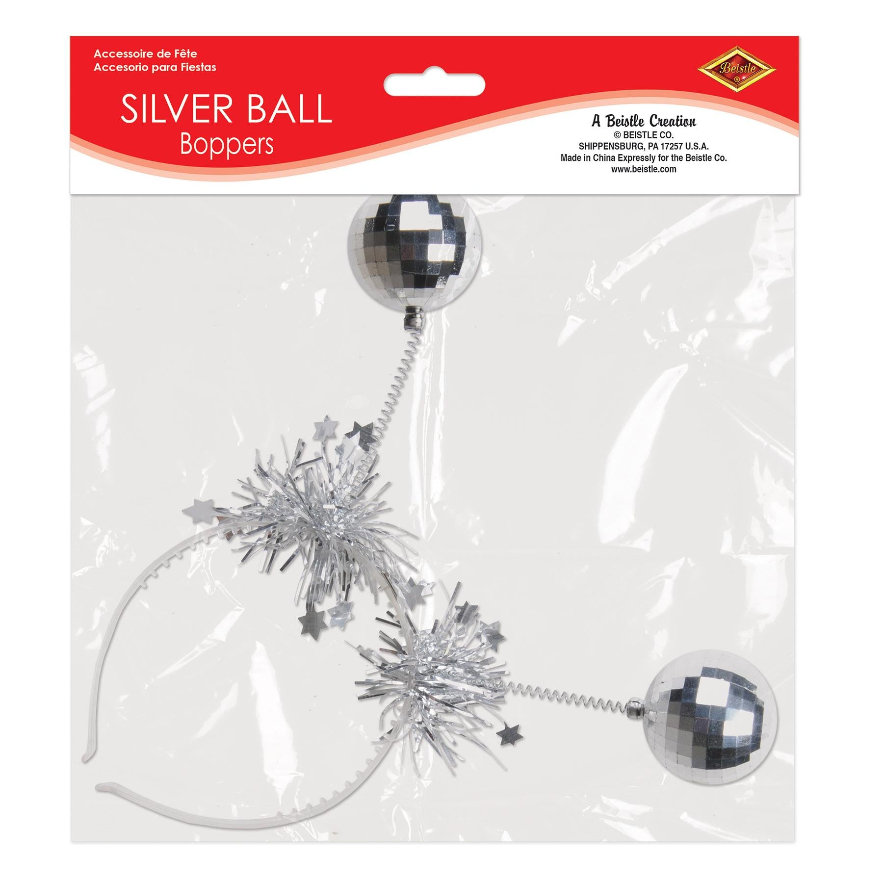 12 Pack Beistle Christmas Silver Ball Boppers - Party Decorations for Holiday Celebrations, New Year's Eve, and Festive Gatherings