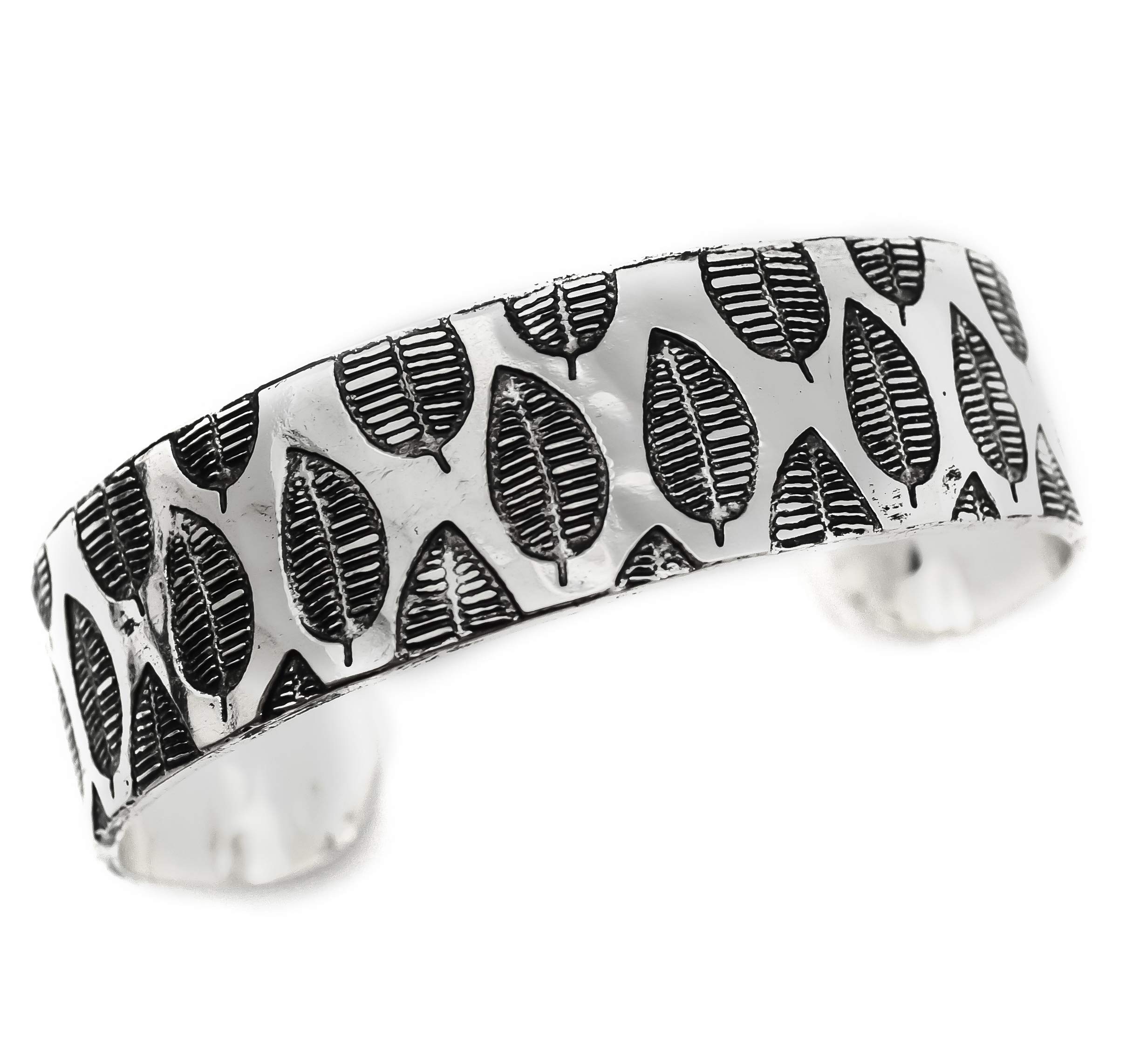 Handmade Hammered Metal Cuff Bracelet with Engraved Leaf Design - Boho Jewelry for Women, Gift for Her - Perfect for Festivals, Weddings & Everyday Wear
