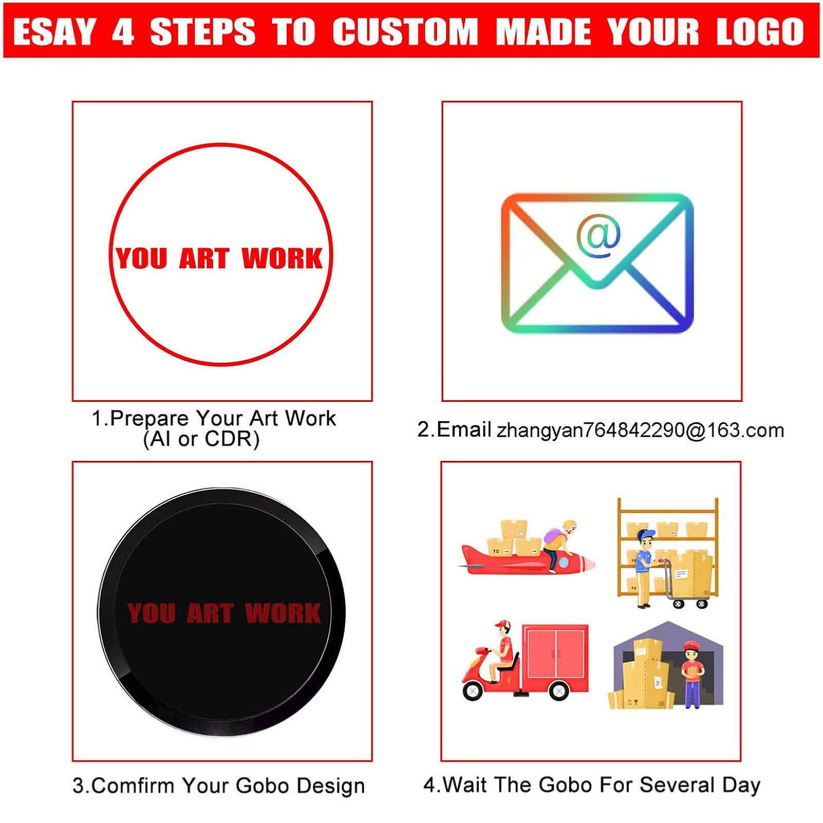 LED Custom Image GOBO Logo Projector - IP67 Waterproof Outdoor Advertising Light for Business, Hotel & Restaurant Signs - Perfect for Brand Promotion, Event Lighting & Outdoor Displays