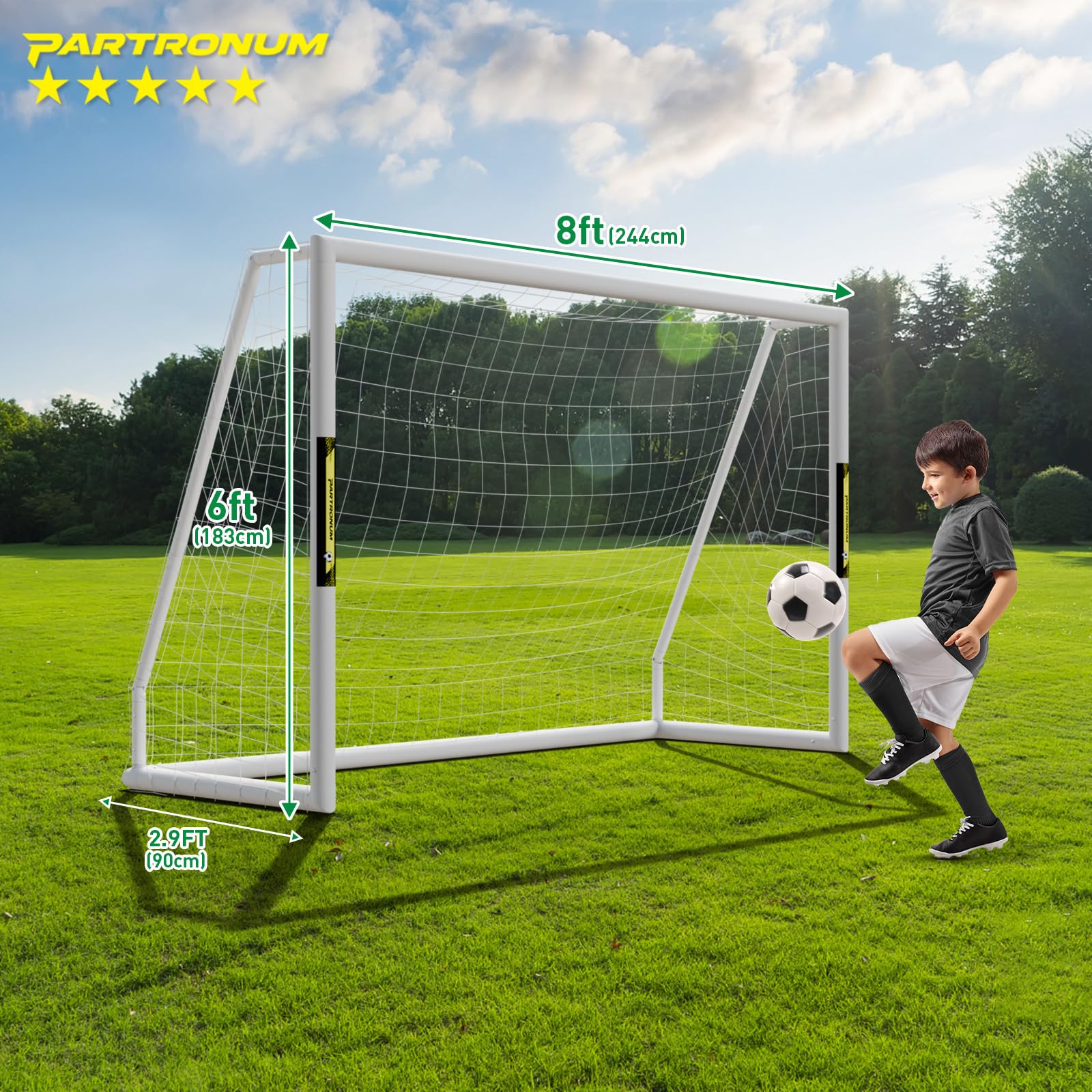 Portable Soccer Goal Net 12x6FT/10x6.5FT/8x6FT/8x5FT/6x4FT with Carry Bag & Durable HPVC Frame - Perfect for Backyard, Training, and Youth Soccer Practice
