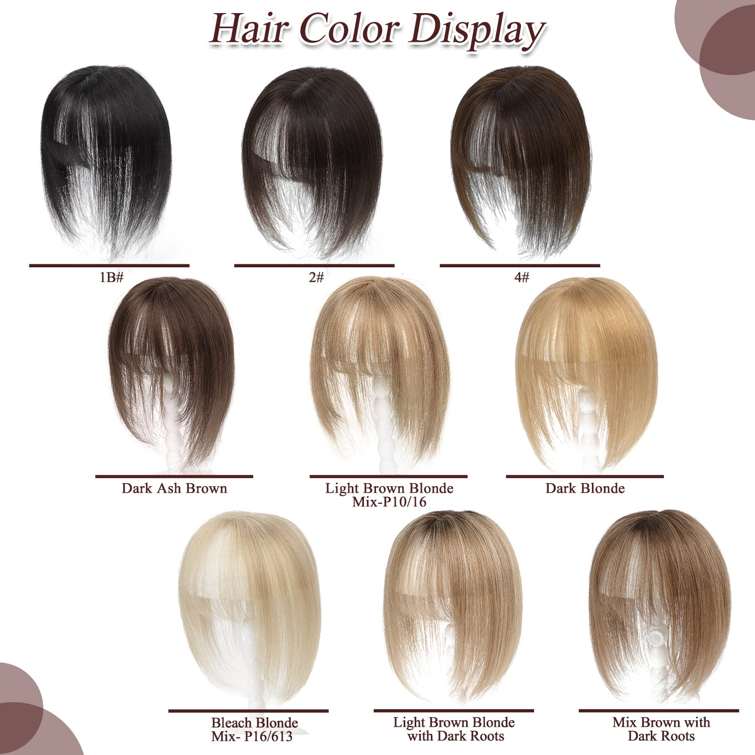 UDU Real Human Hair Toppers for Women with Bangs - Clip-In Hair Pieces for Thinning Hair & Hair Loss Cover | Perfect for Everyday Wear, Work, and Special Occasions