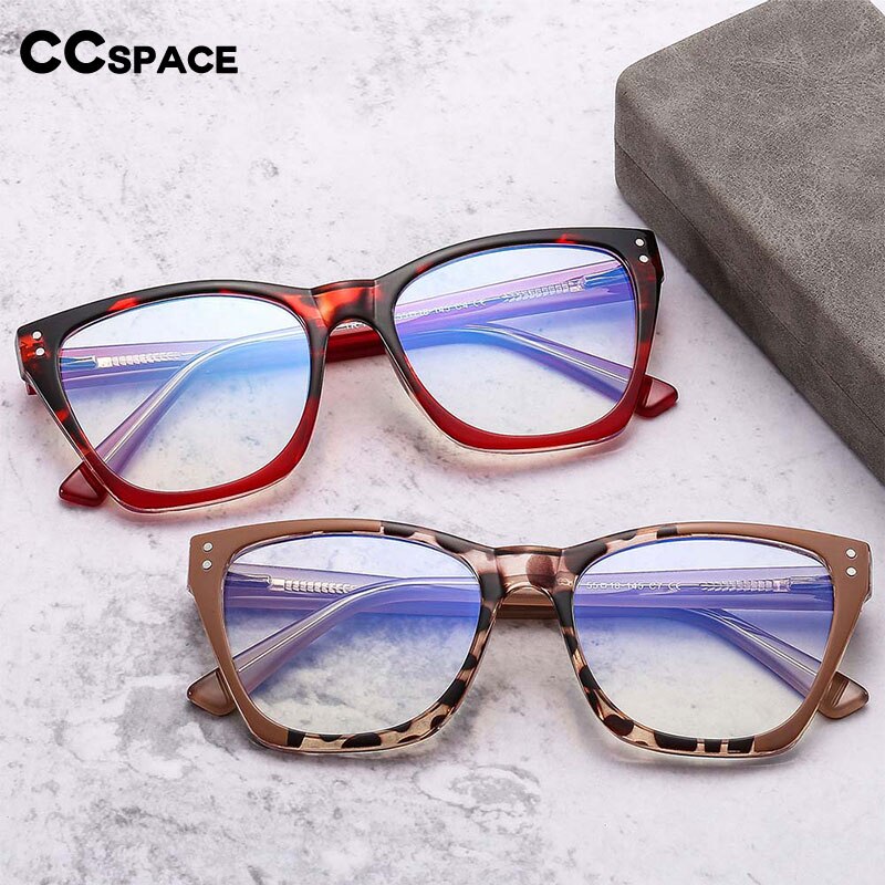 CCspace Women's Full Rim Oversized TR90 Titanium Eyeglasses 55152 - Lightweight & Durable Glasses for Work, Reading & Fashion