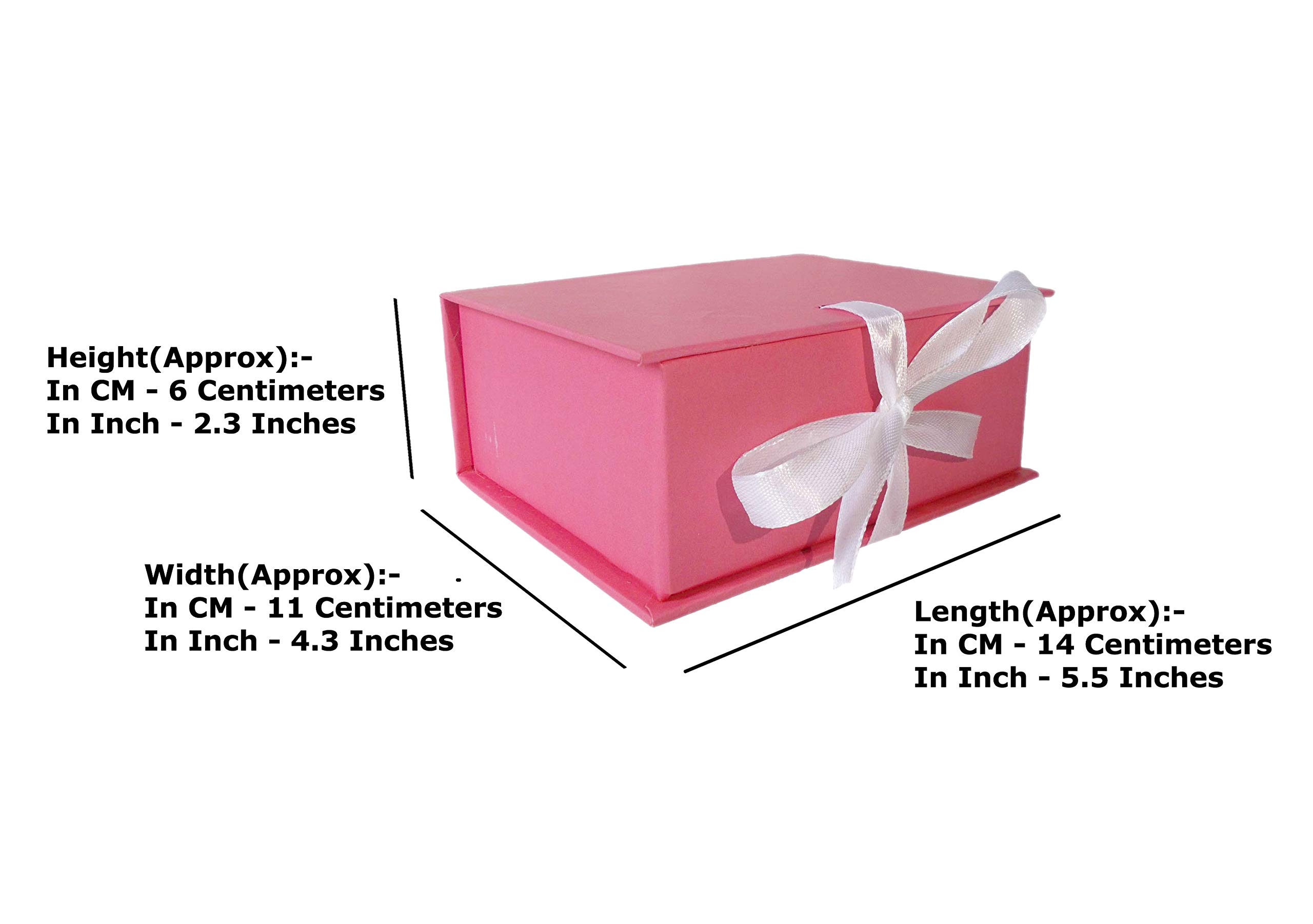KRYPMAX Empty Pink Gift Box with White Ribbon - 14x11x6cm Multipurpose Cardboard Box for Jewelry, Cosmetics, Wedding Favors & Party Decorations