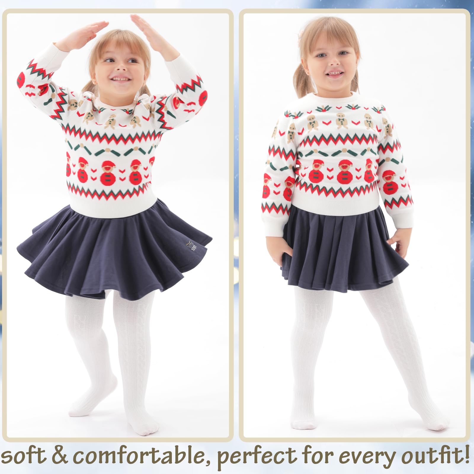 **Soft Cotton Baby Tights for Toddler Girls - Seamless Cable Knit Leggings & Stockings (3/4/5 Pack) - Perfect for Playtime, Daycare & Winter Outfits**