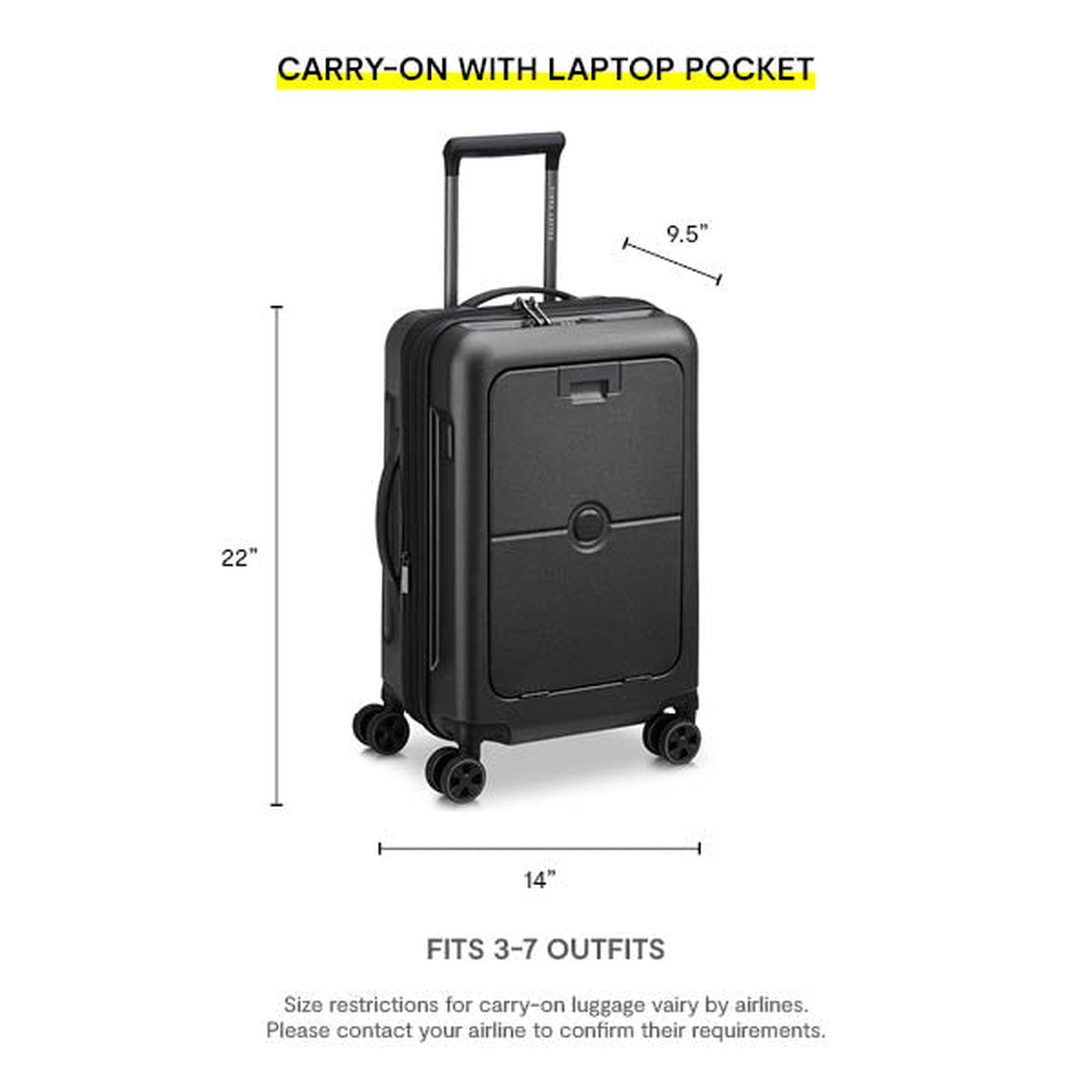 Delsey Turenne 2.0 Expandable Spinner Carry On Luggage with Front Business Pocket - Perfect for Air Travel & Business Trips