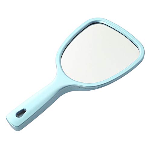 Lurrose Double-Sided Handheld & Wall Mounted Vanity Mirror with 2X & 3X Magnification - Round Blue Makeup Mirror for Bathroom, Bedroom, and Dressing Room