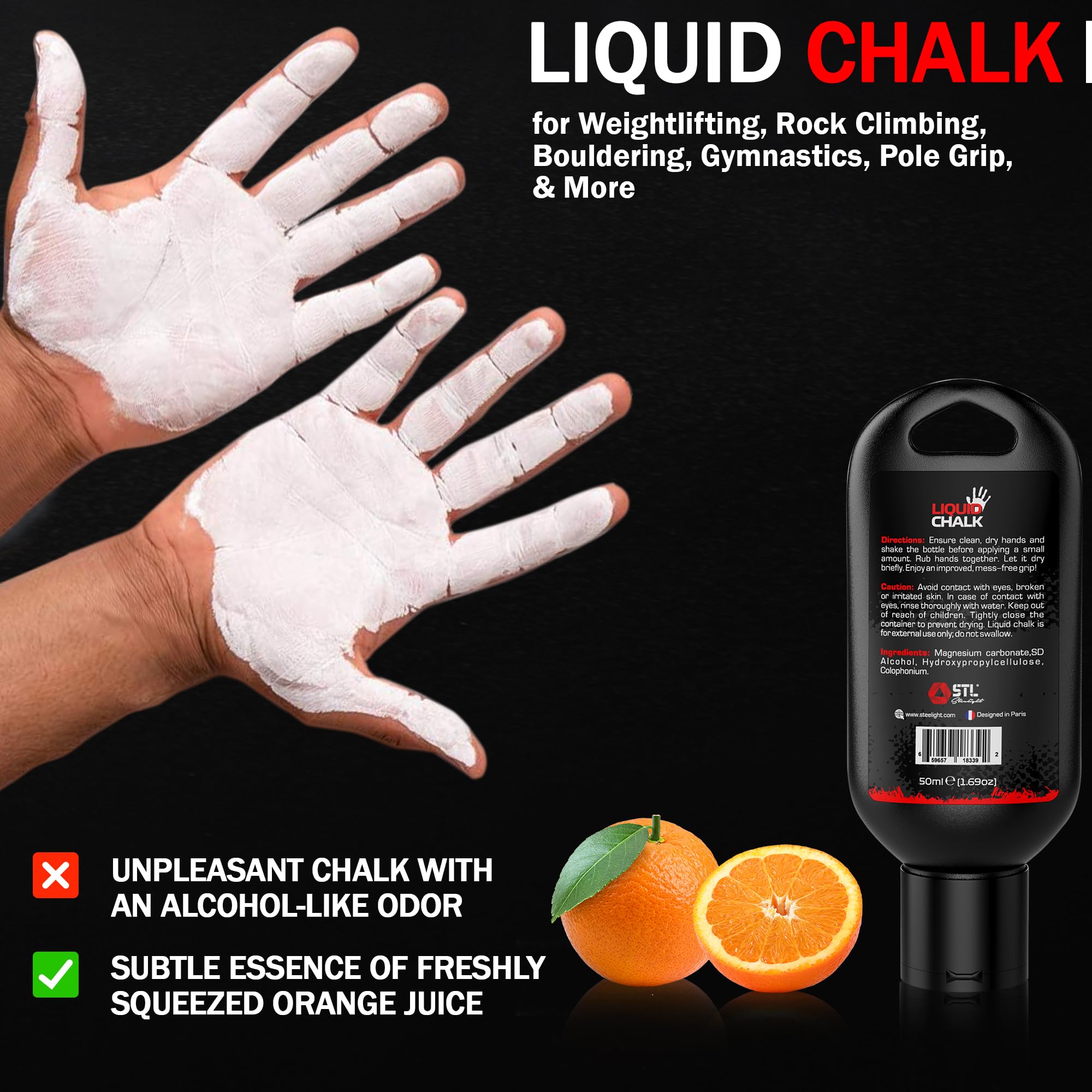 Premium Liquid Chalk for Weightlifting, Gym & Rock Climbing - Non-Slip Grip Enhancer for Dry Hands | Ideal for Body Bouldering, Gymnastics, Calisthenics & Pole Fitness Training