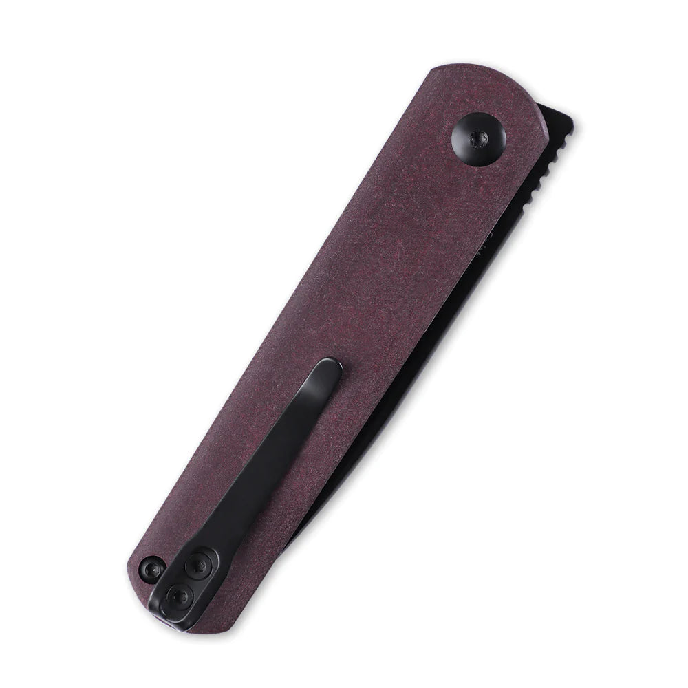 Kizer Feist Ki3499R3 Folding Pocket Knife - Black Drop Point Blade & Red Richlite Handles - EDC Knife for Camping, Hiking and Outdoor Activities