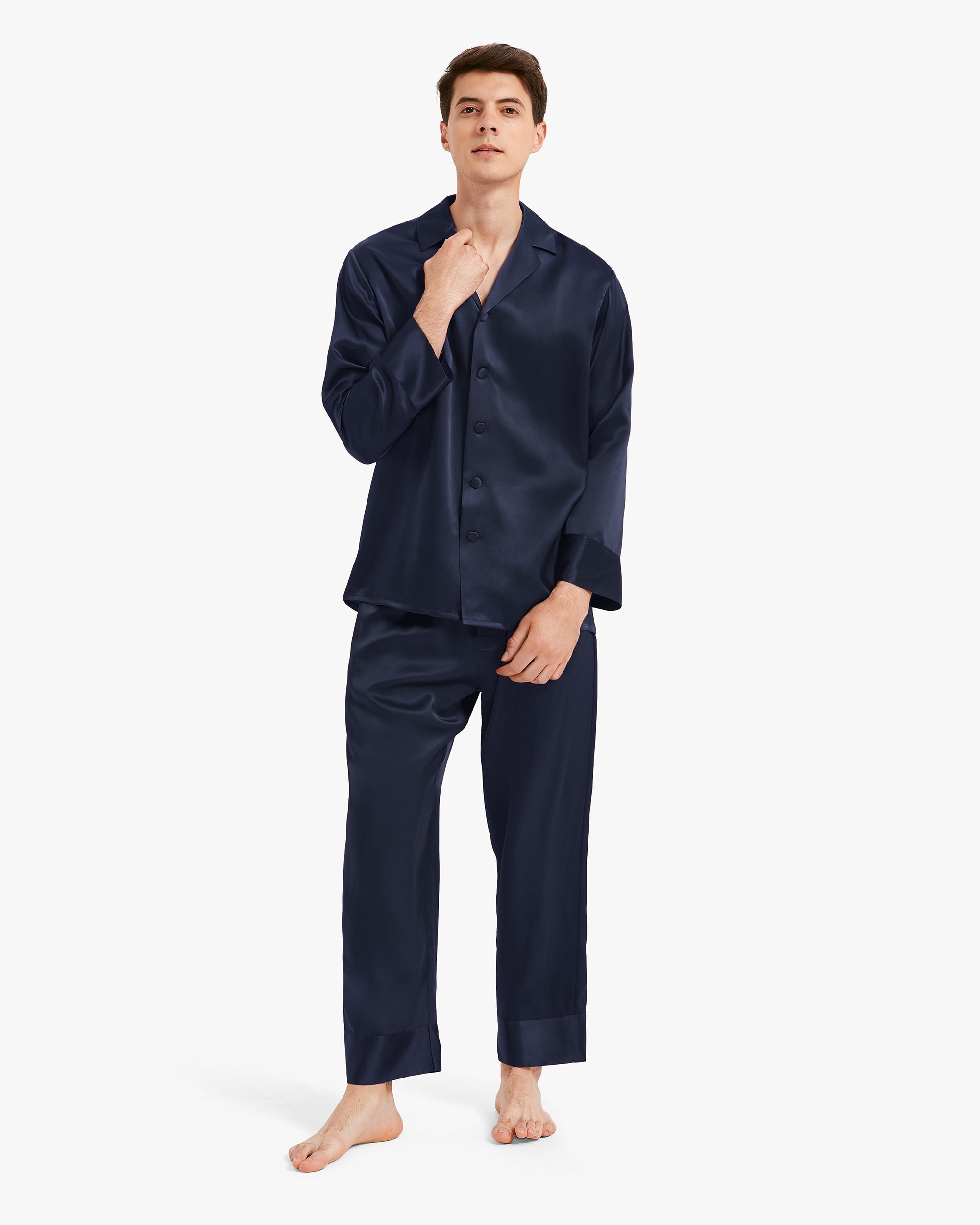 Men's Classic Silk Pajama Set - Soft & Breathable Sleepwear for Lounge & Travel - Premium Comfort for Home, Hotel & Vacation