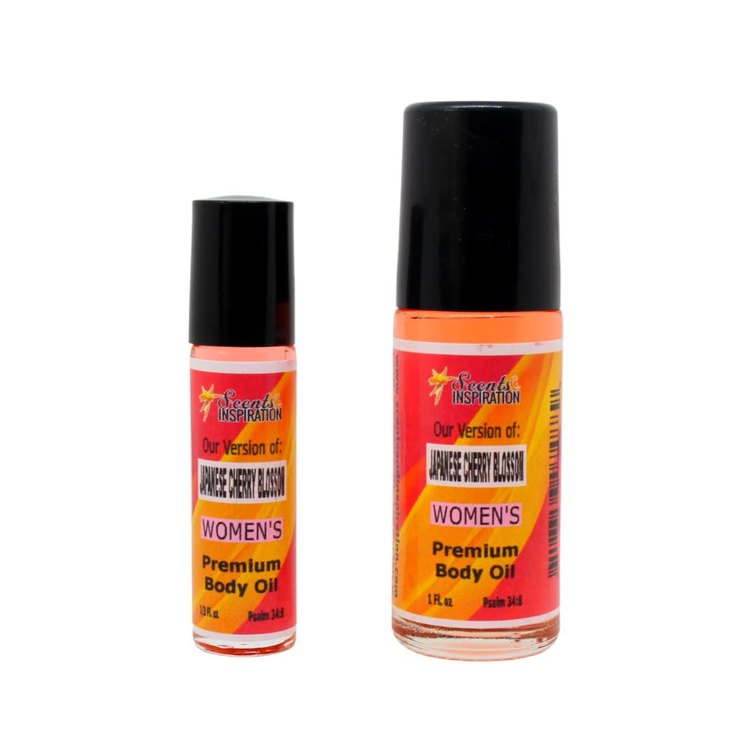 Scents & Inspiration Roll-On Perfume Oil - Japanese Cherry Blossom Scent for Women | Alcohol-Free, Long Lasting Fragrance | Travel Size (1/3 Fl Oz) | Perfect for Daily Wear, Office & Romantic Dates