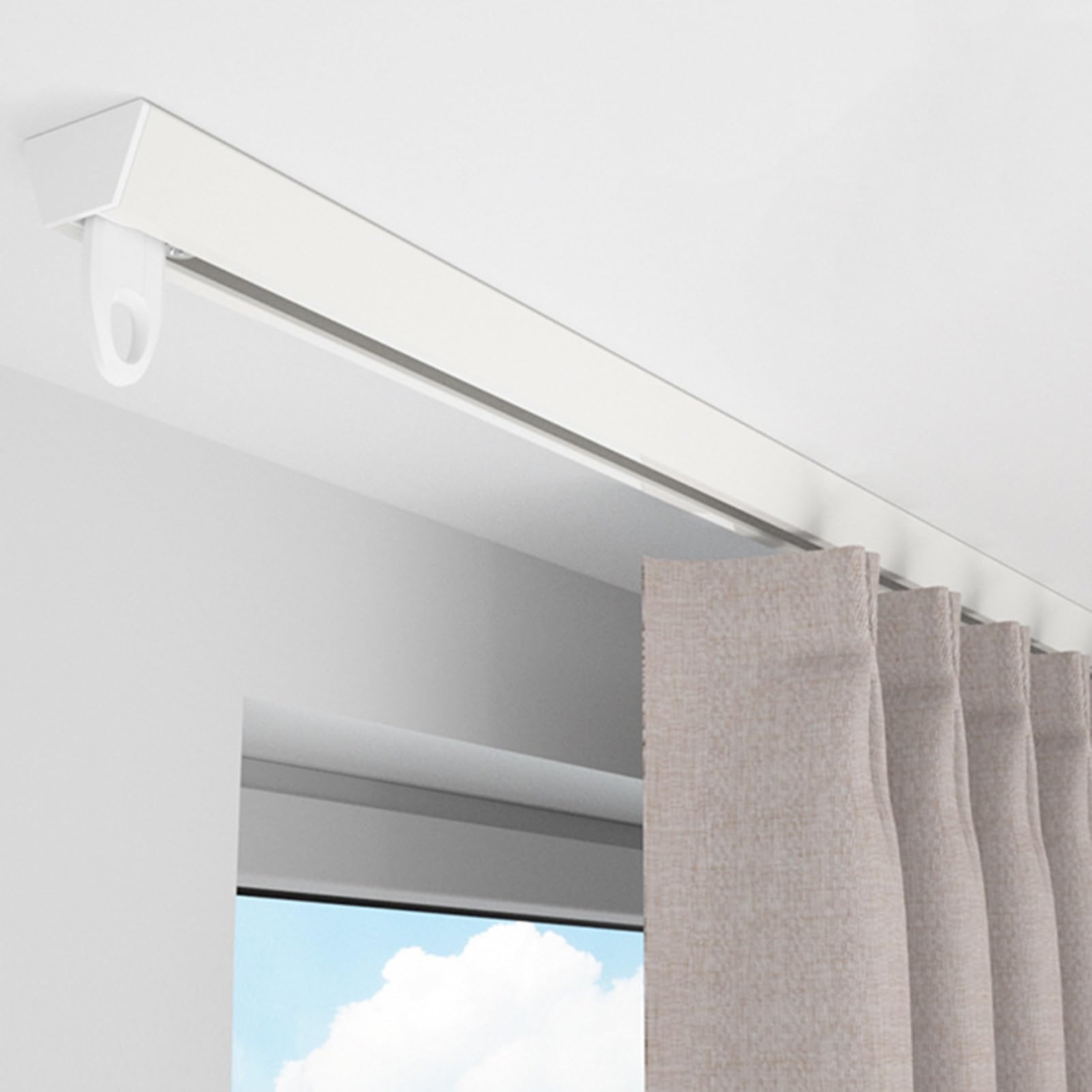 Heavy Duty Ceiling Mount Curtain Track - 2.1m (6.9ft) White Elegant Slide Rail System for Room Dividers, Shower Curtains & Window Drapes | Perfect for Living Rooms, Bedrooms & Bathrooms