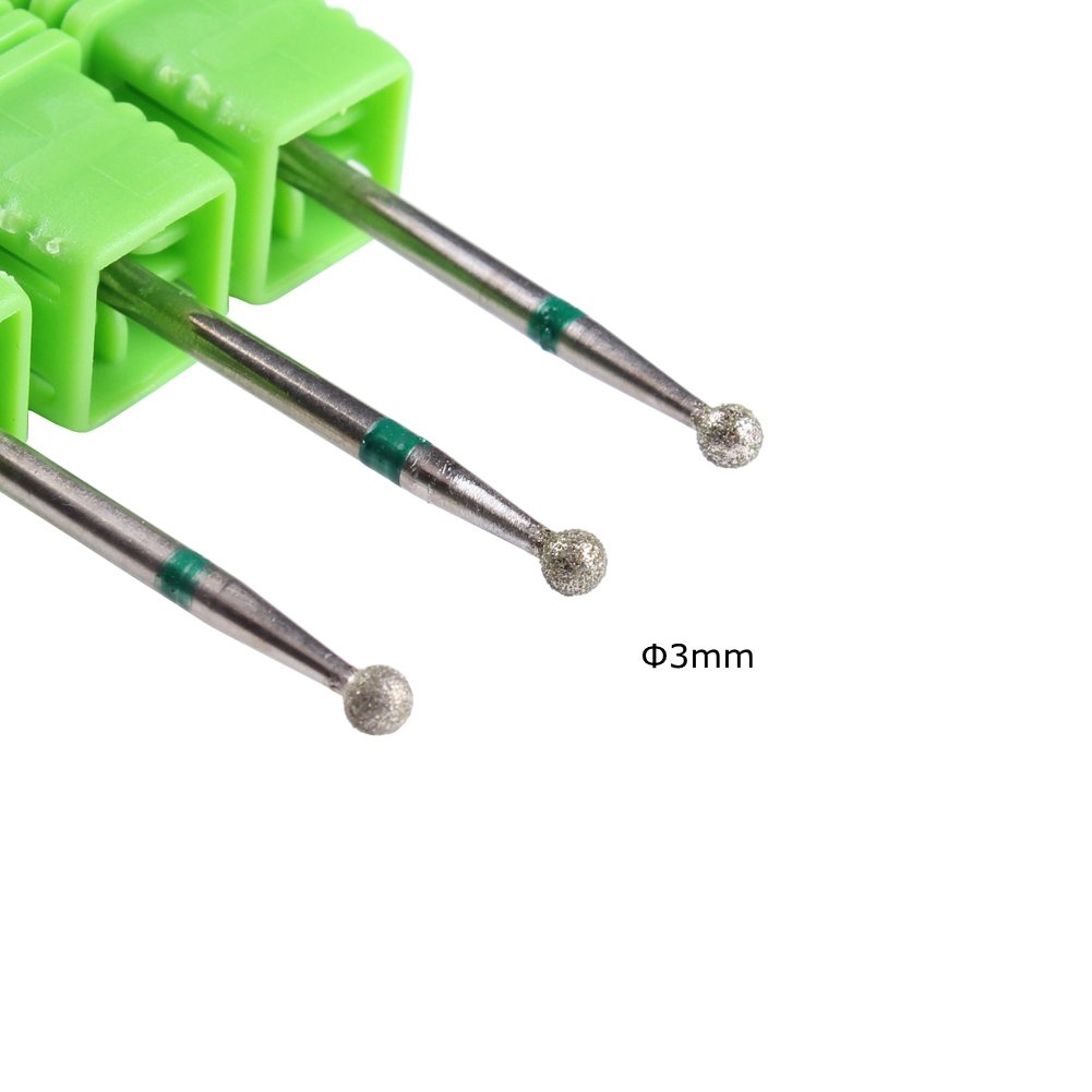 3pcs Diamond Nail Drill Bits Set - 3MM Professional Cuticle Cleaner & Nail File for Electric Manicure Machine | Perfect for Salon, Home Nail Care & DIY Pedicure