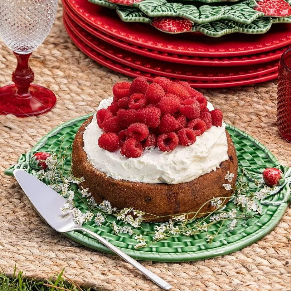 Bordallo Pinheiro Strawberry Cheese Tray - Elegant Ceramic Serving Platter for Cheese, Fruits & Appetizers - Perfect for Parties, Picnics & Home Entertaining