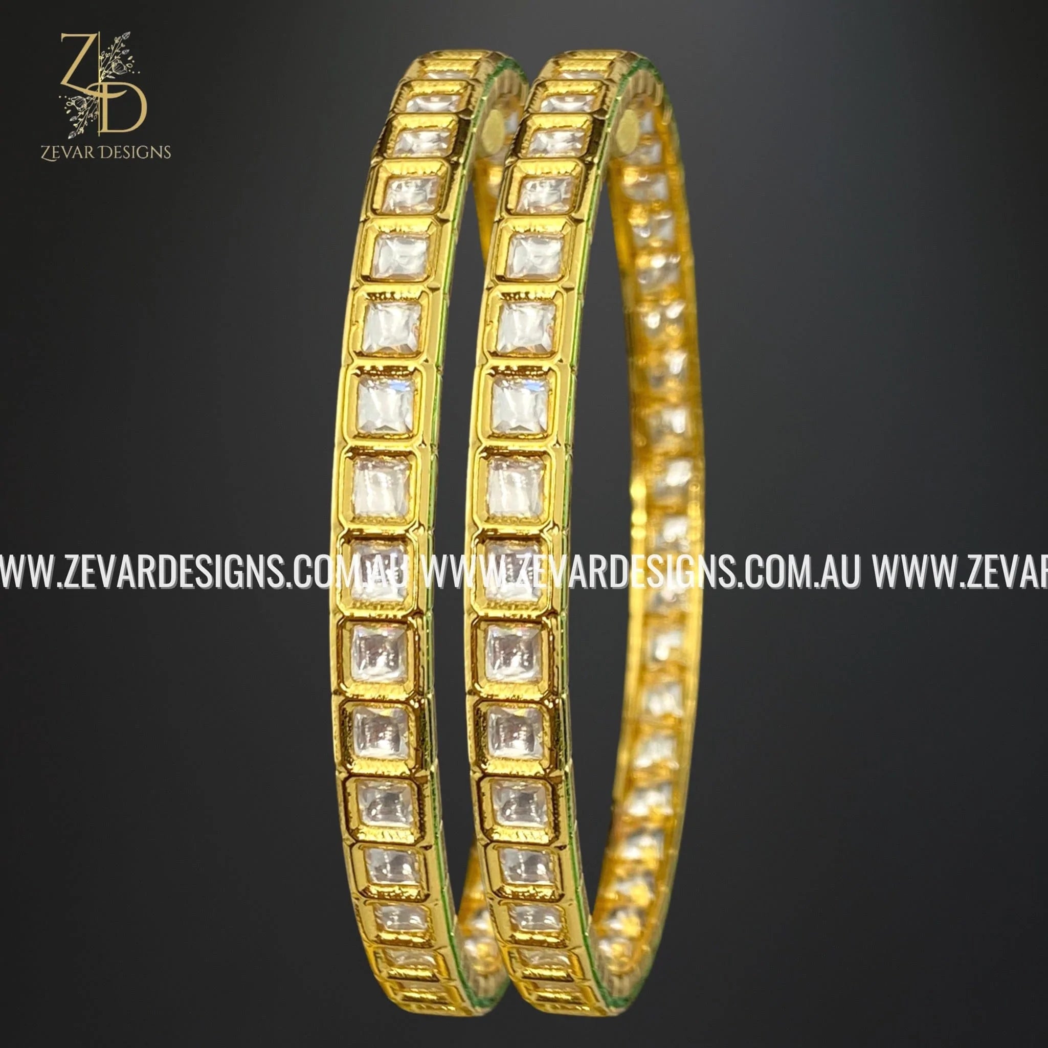 Elegant Kundan Bangles (Slim) - Gold Plated Indian Jewelry for Women | Perfect for Weddings, Parties & Festive Occasions