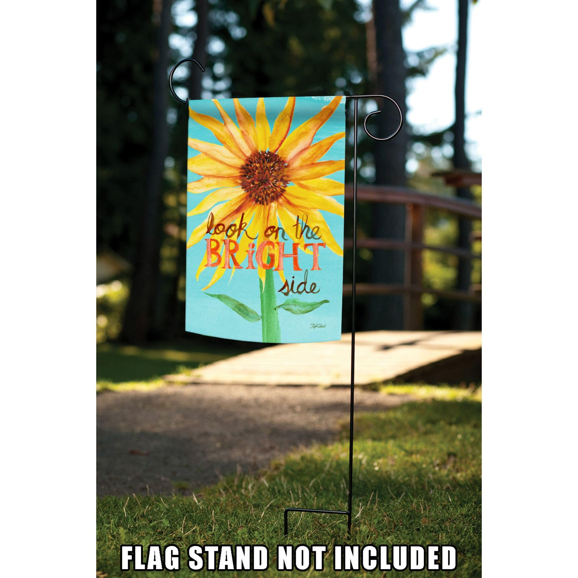 Toland Home Garden Look on the Bright Side Double Sided Sunflower Garden Flag - 12x18 Inch Positive Outdoor Yard Decoration for House, Porch & Spring Summer Decor