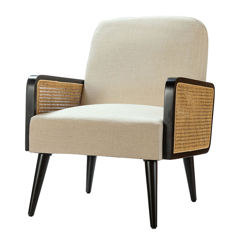 Elva Cane Armchair - Modern Rattan Accent Chair for Living Room, Bedroom, or Patio - Lightweight & Stylish Seating with Breathable Woven Design