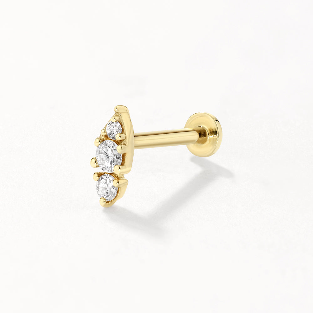 10k Gold Marquise Helix Single Stud Earrings with Lab-Grown Diamonds - Perfect for Weddings, Parties & Special Occasions