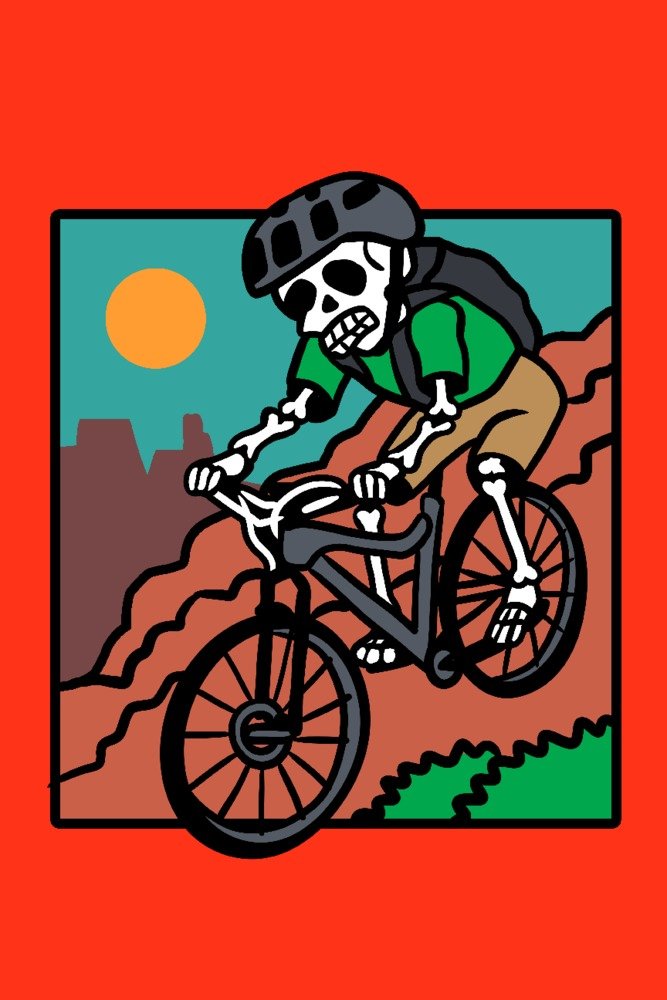 Day of the Dead Skeleton Biking Art Print - 36x54 Inch Giclee Gallery Quality Wall Decor Poster | Mexican Culture Home Decor, Travel Themed Living Room Artwork