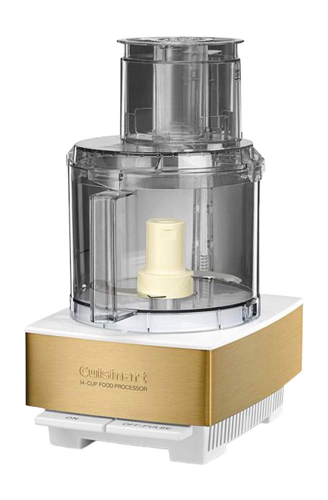 Cuisinart 14-Cup Food Processor - Powerful Vegetable Chopper for Mincing, Dicing, Shredding & Dough Kneading - Stainless Steel (White/Gold) - Perfect for Meal Prep, Baking & Large Batch Cooking - DFP-14WGY