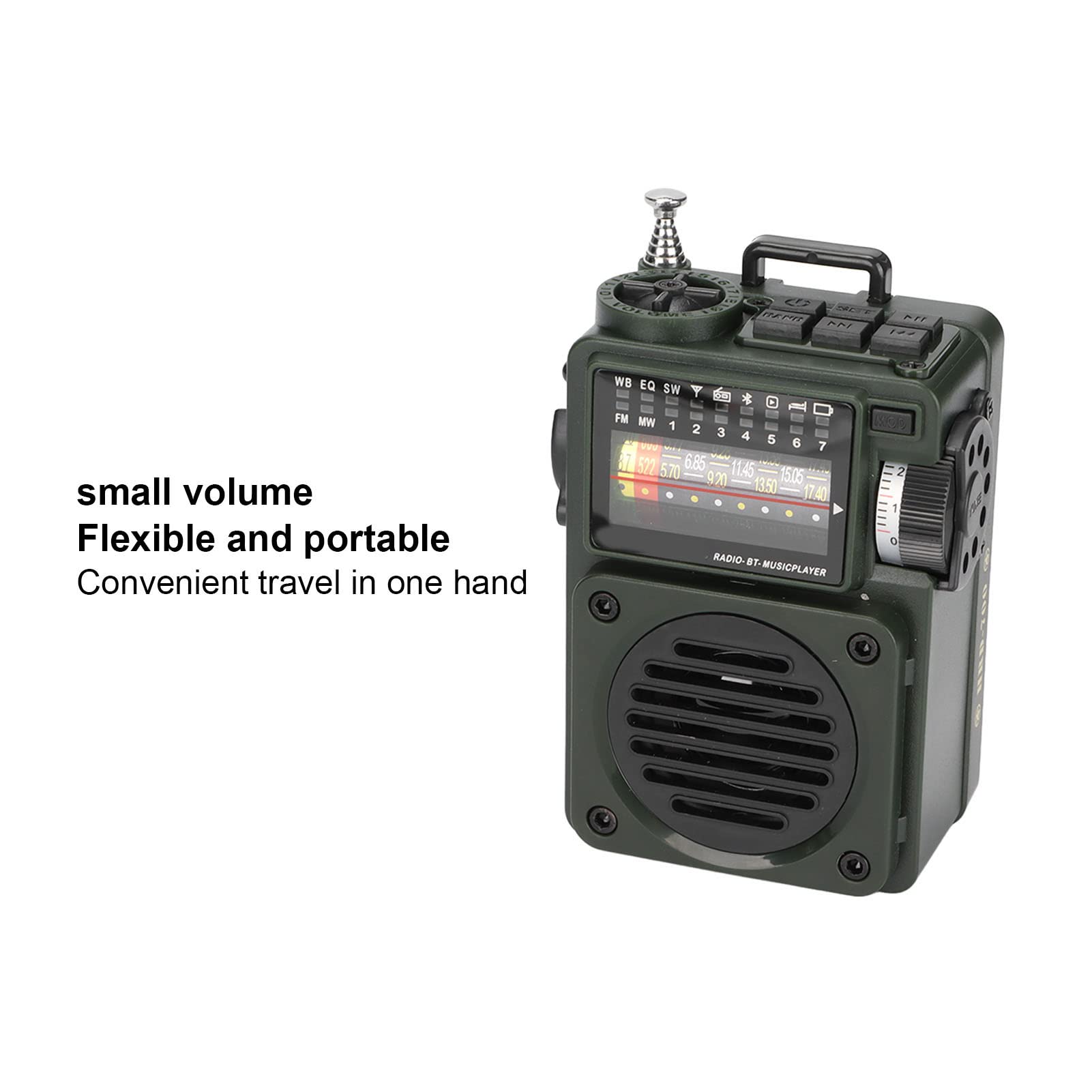 Portable Shortwave Radio with Bluetooth, AM/FM/WB Weather Band, Rechargeable Battery & Sleep Timer - Compact Retro Analog Tuner for Walking, Hiking, and Outdoor Adventures