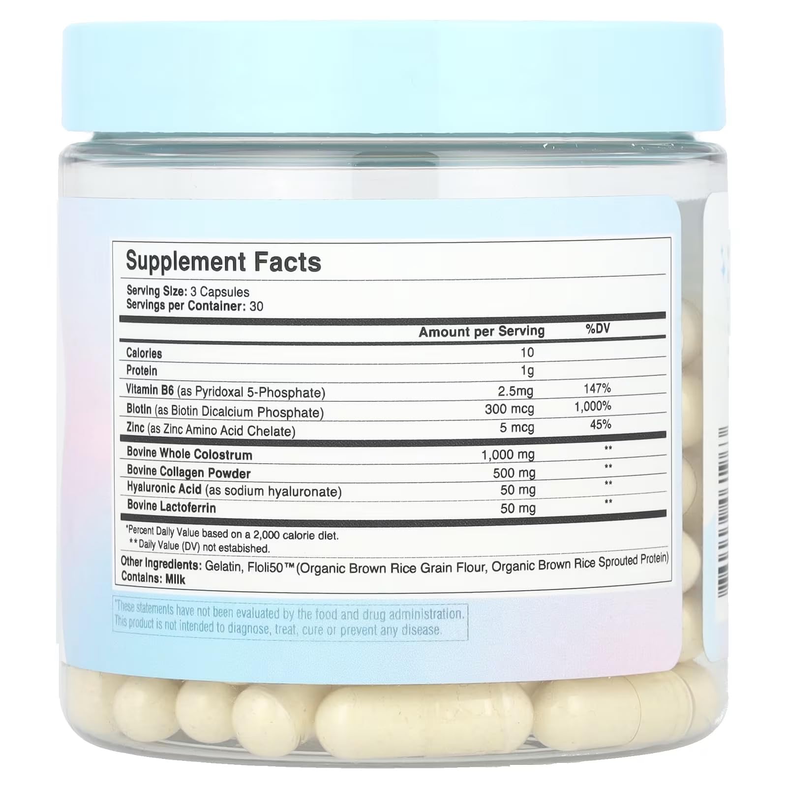 Premium Hair Skin & Nails Vitamins with Bovine Colostrum, Collagen, Hyaluronic Acid, Biotin, Zinc & Lactoferrin - Supports Faster Hair Growth, Stronger Nails & Radiant Skin - 30 Day Supply of Vegan Capsules for Women & Men - Perfect for Daily Beauty Routine & Wellness Support