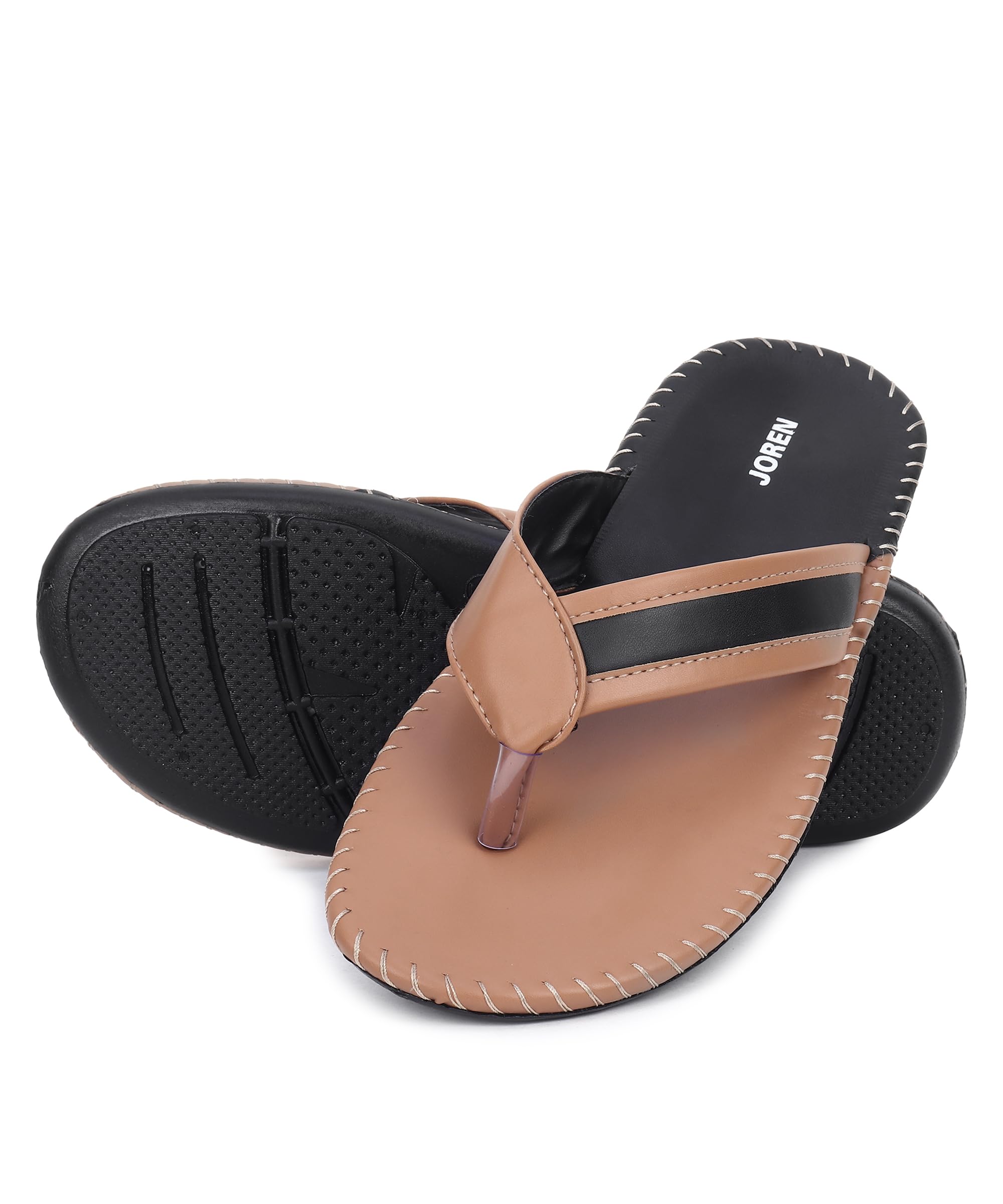 JOREN Men's Classic Synthetic Leather Slippers | Lightweight Comfortable Flip Flops with PVC Sole for Boys & Men | Size 10 Olive Green | Perfect for Home, Beach & Casual Wear