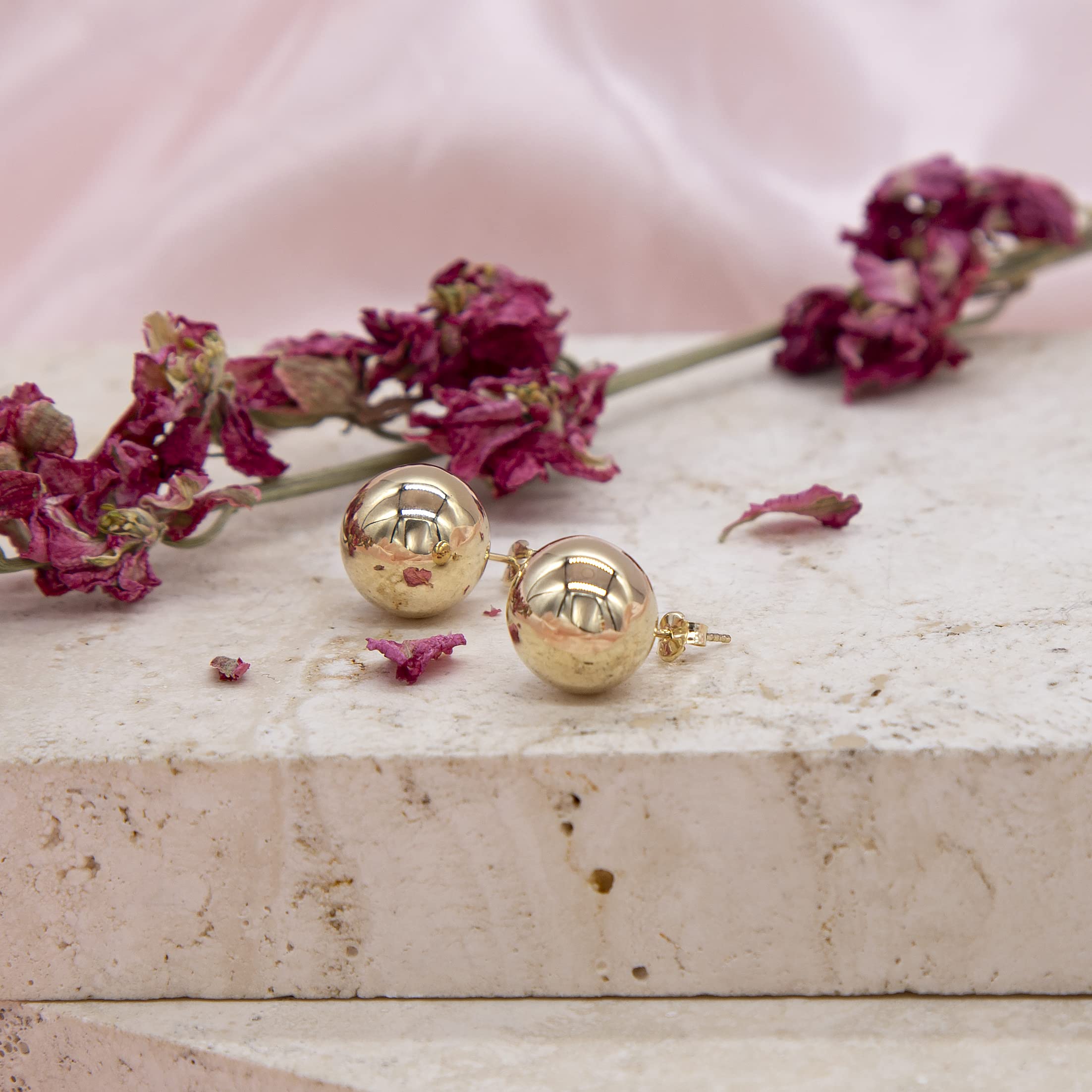 Carissima Gold 9ct Gold 12mm Ball Polished Stud Earrings for Women - Elegant Everyday Jewelry for Work, Parties & Special Occasions