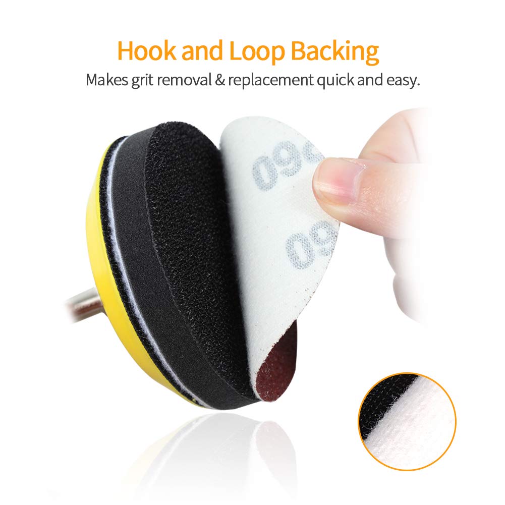 SPEEDWOX 100-Pack 3 Inch 60 Grit Hook & Loop Sanding Discs for Drill, Grinder & Rotary Tools - No Hole Sandpaper for Woodworking, Metal Polishing & DIY Projects
