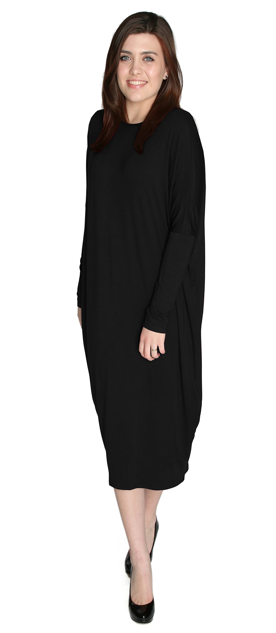BABY O Women's Basic Modest Cover Up Dress - Comfortable Midi Long Cocoon Style - Made in USA - Perfect for Beach Cover Ups, Church Wear & Casual Outings