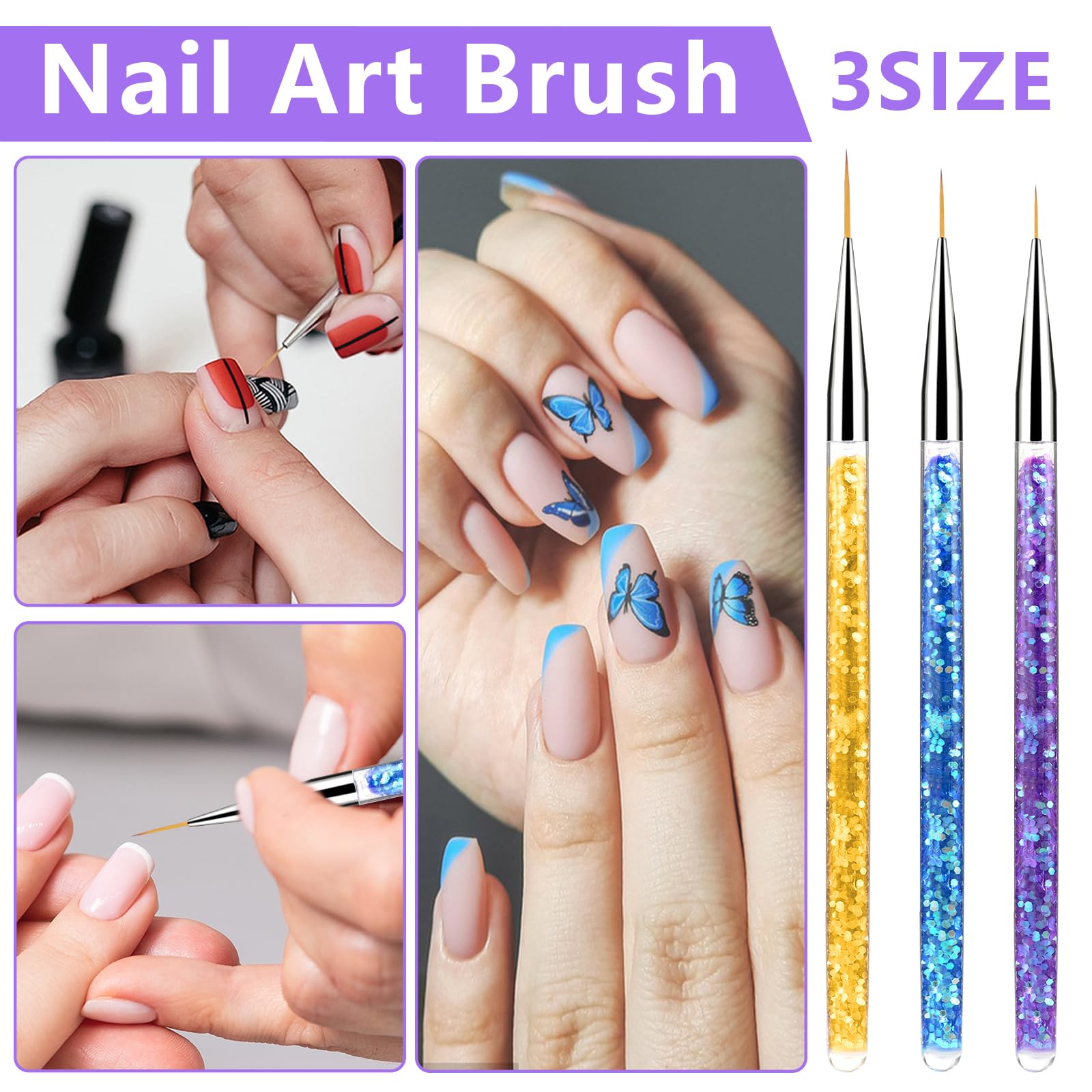 French Tip Nail Stamp Set - Dual Head Silicone Nail Art Stamper Kit with 3 Detail Brushes & Scraper | DIY French Manicure Tools for Home Salon & Professional Use | Perfect for Nail Art Beginners & Salon Stylists