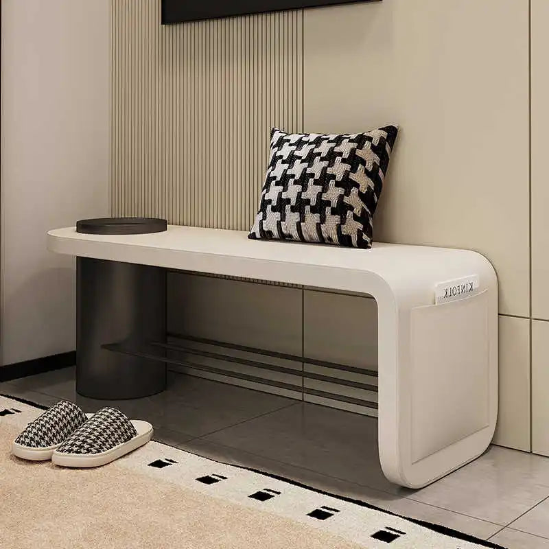 Stylish Leather Shoe Bench with Storage | Modern Entryway Stool for Comfortable Seating | Perfect for Hallway, Bedroom & Shoe Organization