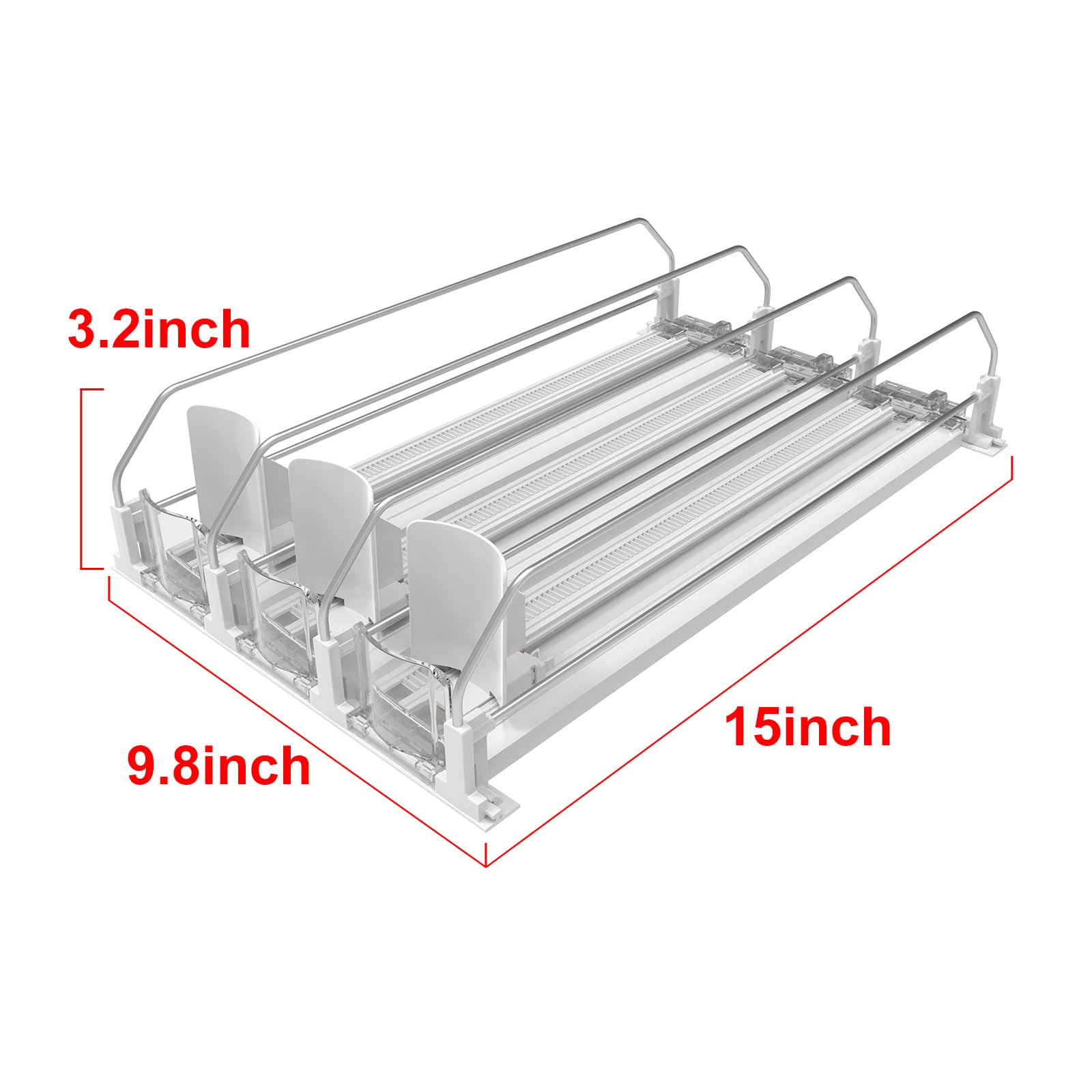 Adjustable Self-Pushing Soda Can Dispenser for Refrigerator - White Drink Organizer with Automatic Pusher Glide - Fridge Storage Solution for Soda Cans, Beer & Beverages - Perfect for Kitchens, Offices & Game Rooms