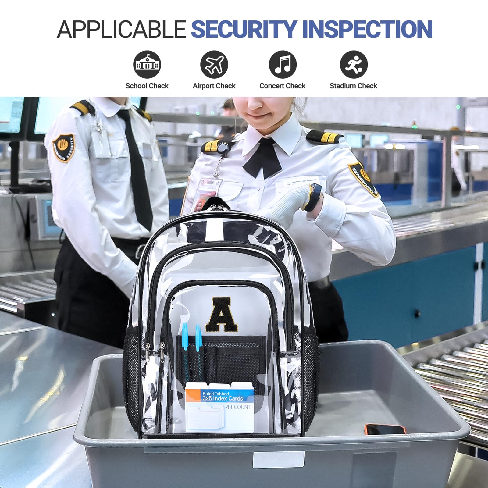ZORFIN Large Clear Backpack for School, College & Work - Heavy Duty PVC Transparent Bookbag with Security Features - Perfect for School Supplies, Laptop Storage & Workplace Security Compliance