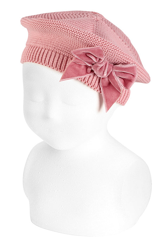 Dusky Pink Velvet Bow Beret Hat - Women's Fashion Headwear for Fall & Winter, Elegant Vintage Style Hair Accessory for Parties, Weddings, and Daily Outfits