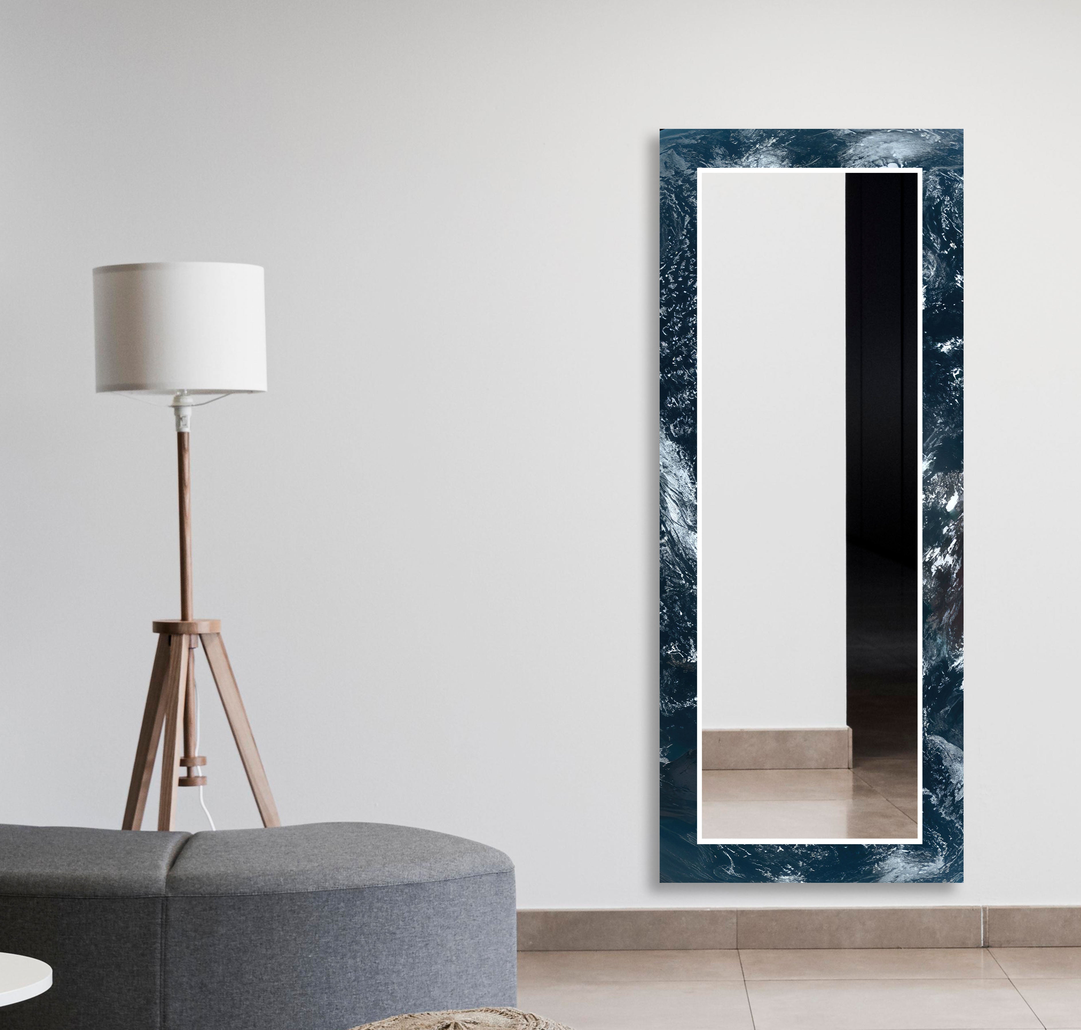 Stylish Black and White Wall Mirror - Modern Home Decor for Living Room, Bedroom, or Bathroom - Perfect for Selfies, Vanity, and Interior Design