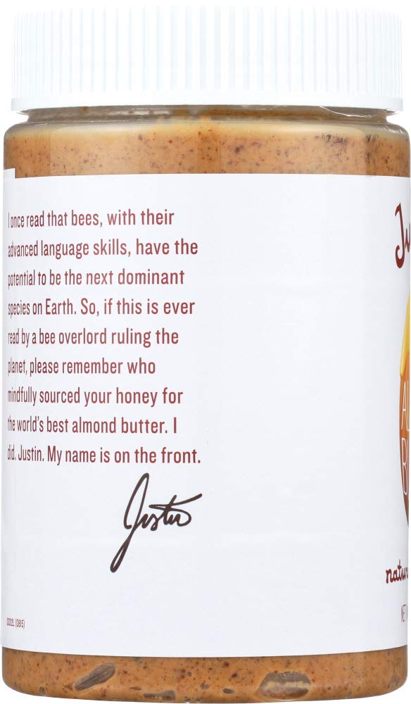 Justin's Natural Honey Almond Butter - 6 Pack (16 Oz Each) | Organic, Gluten-Free, Non-GMO Spread for Toast, Smoothies & Healthy Snacks