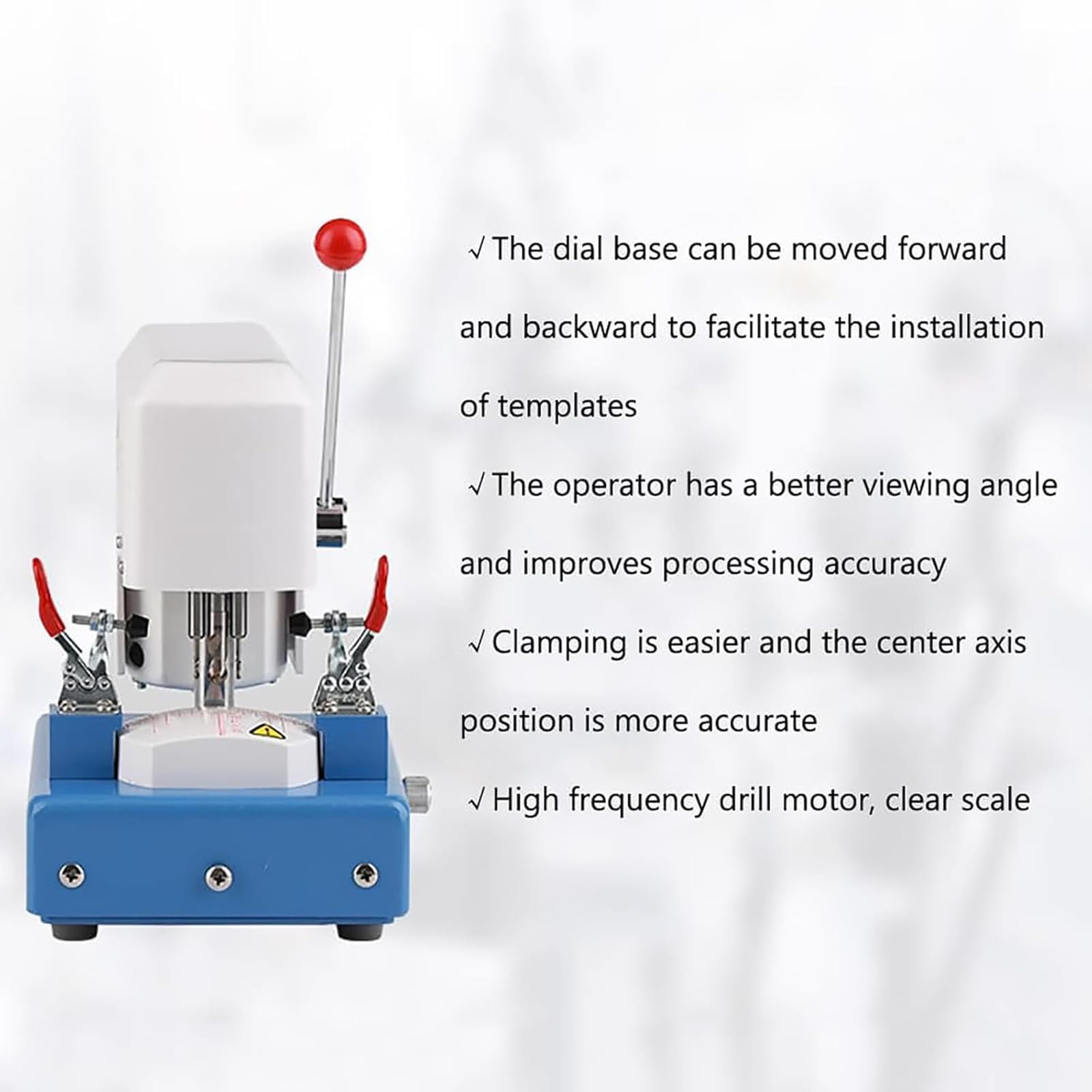 LHQYA 100W Lens Punching Machine with Clamping Device, 6000r/min Speed, 50mm Front & Rear Mobile Scale - Ideal for Resin Lens Cutting & Eyeglass Frame Making