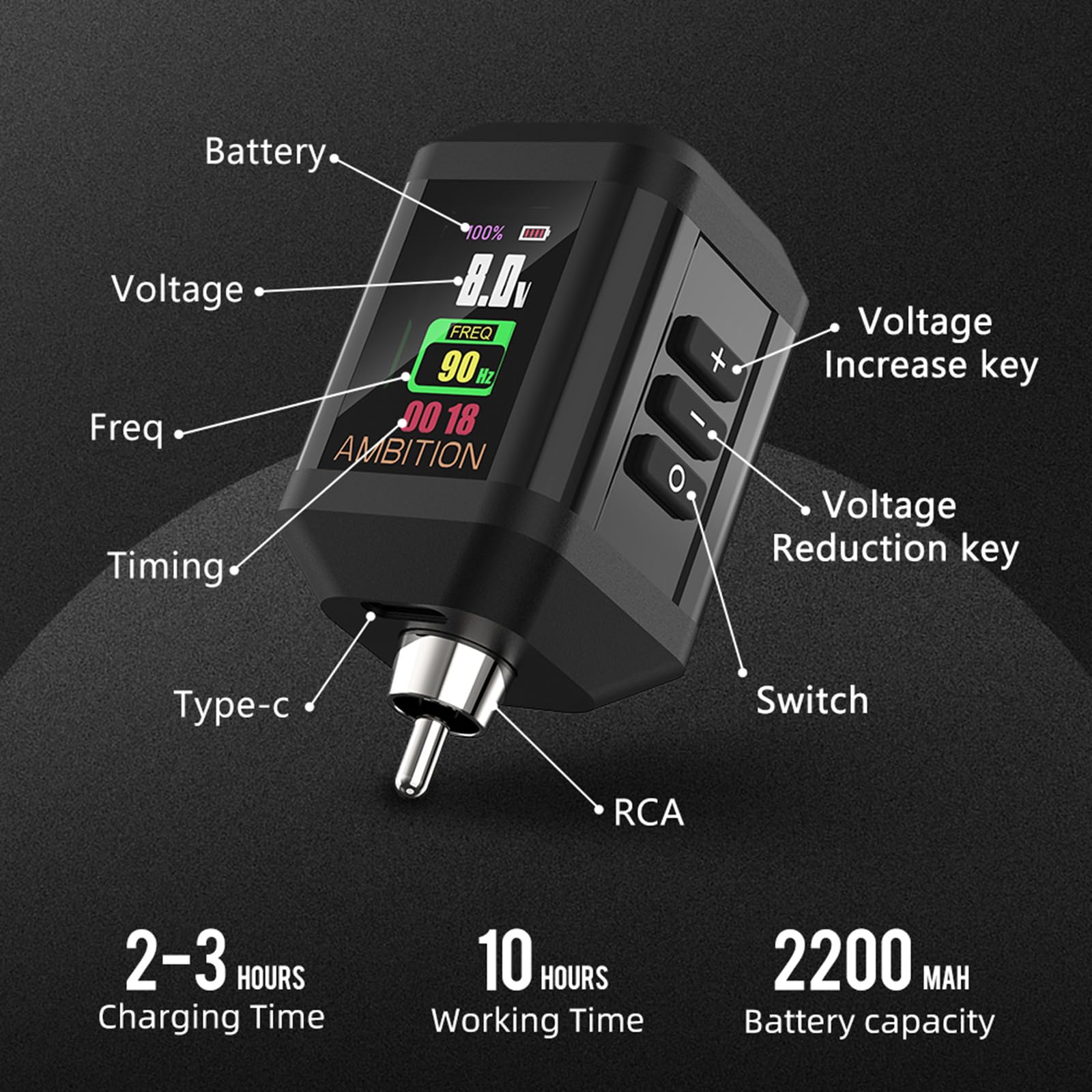 Ambition Lutin Rotary Tattoo Machine with Korall Power Supply - Wireless Tattoo Pen with Brushless Motor, RCA Cord & 2200mAh Battery | Professional Tattoo Equipment for Artists | Perfect for Lining, Shading & Detailed Tattoo Work