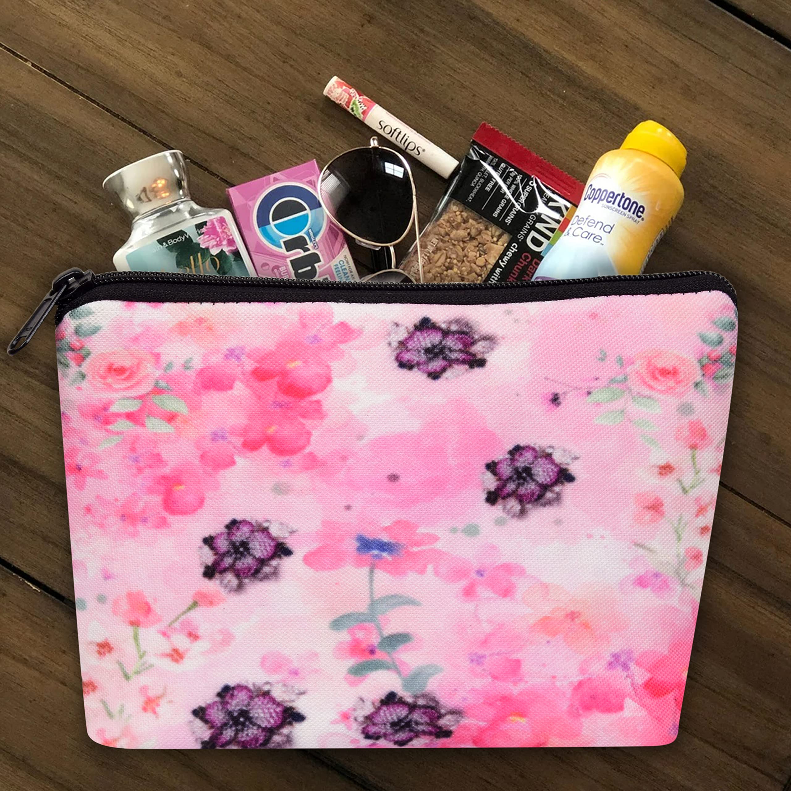 JELLIFY Pink Makeup Pouch for Women & Girls - Waterproof Canvas Cosmetic Bag with Recycled Lining - Perfect for Travel, Gym, and Everyday Essentials Storage