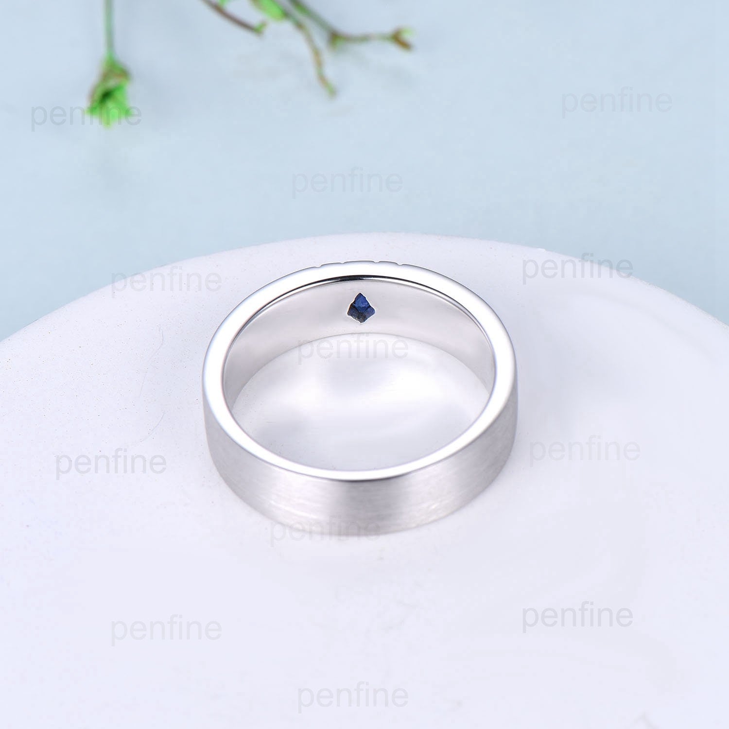 Howl's Moving Castle Men's Ring - 6mm Kite Cut Sapphire Wedding Band in Silver & White Gold - Matching Couple Rings for Him & Her - Perfect Gift for Anime Fans, Cosplay, and Fantasy Weddings