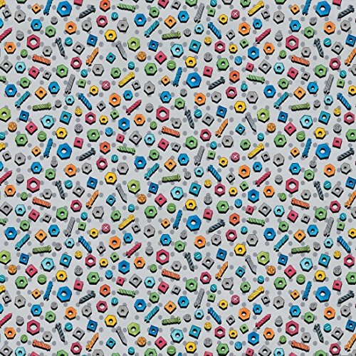 Blank Quilting Tool Time Quilt Fabric Screws and Bolts Style 8967/90 Gray Multi - Premium Quilting Material for DIY Projects, Home Decor & Crafting