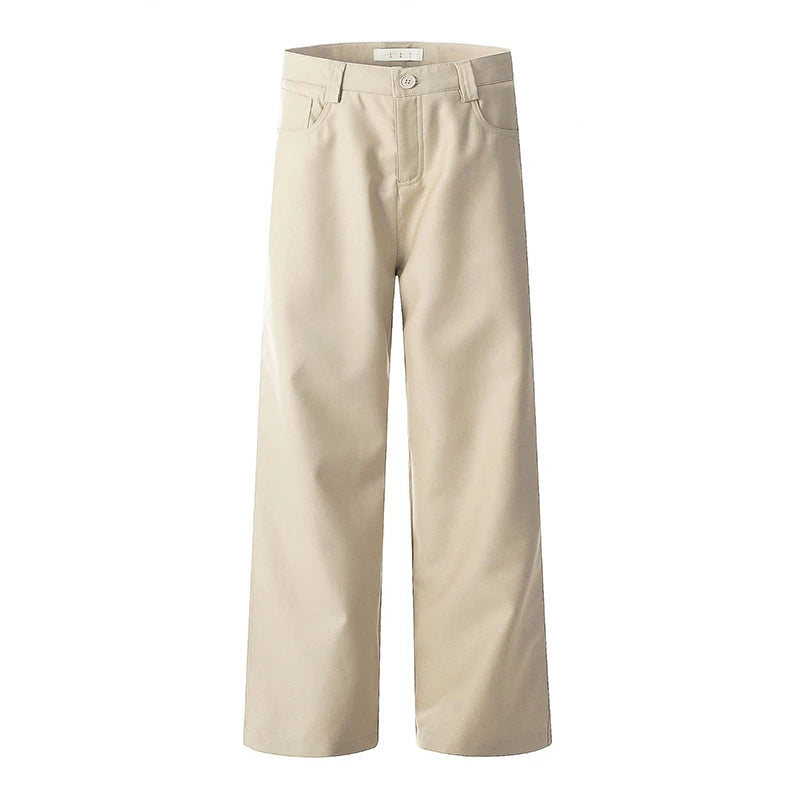 American High Street Men's Casual Pants - Loose Fit Summer Washed Straight Wide Leg Trousers for Men | Stylish Comfortable Male Bottoms 9W1952 | Perfect for Outdoor Activities, Travel & Daily Wear