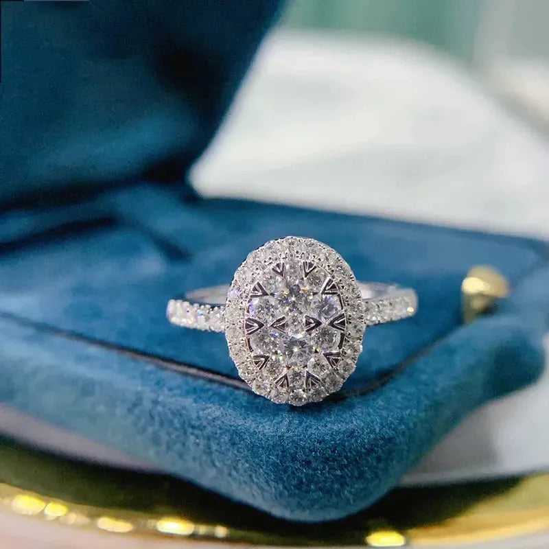 18K White Gold Women's Wedding Ring with 0.60 CT Halo & Real Natural Diamonds | Luxury Diamond Engagement Ring for Women | Perfect for Proposals, Anniversaries & Special Occasions