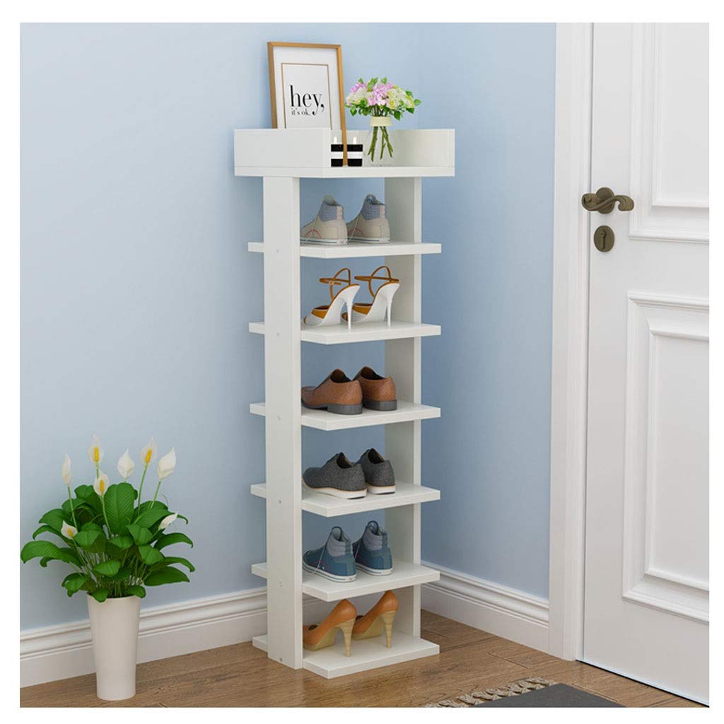 6/7-Tier Wooden Shoe Rack Organizer - Space Saving Shoe Storage Cabinet for Entryway, Hallway & Living Room - White Shoe Shelf (113cm/7-Tiers) - Perfect for Small Spaces & Home Organization