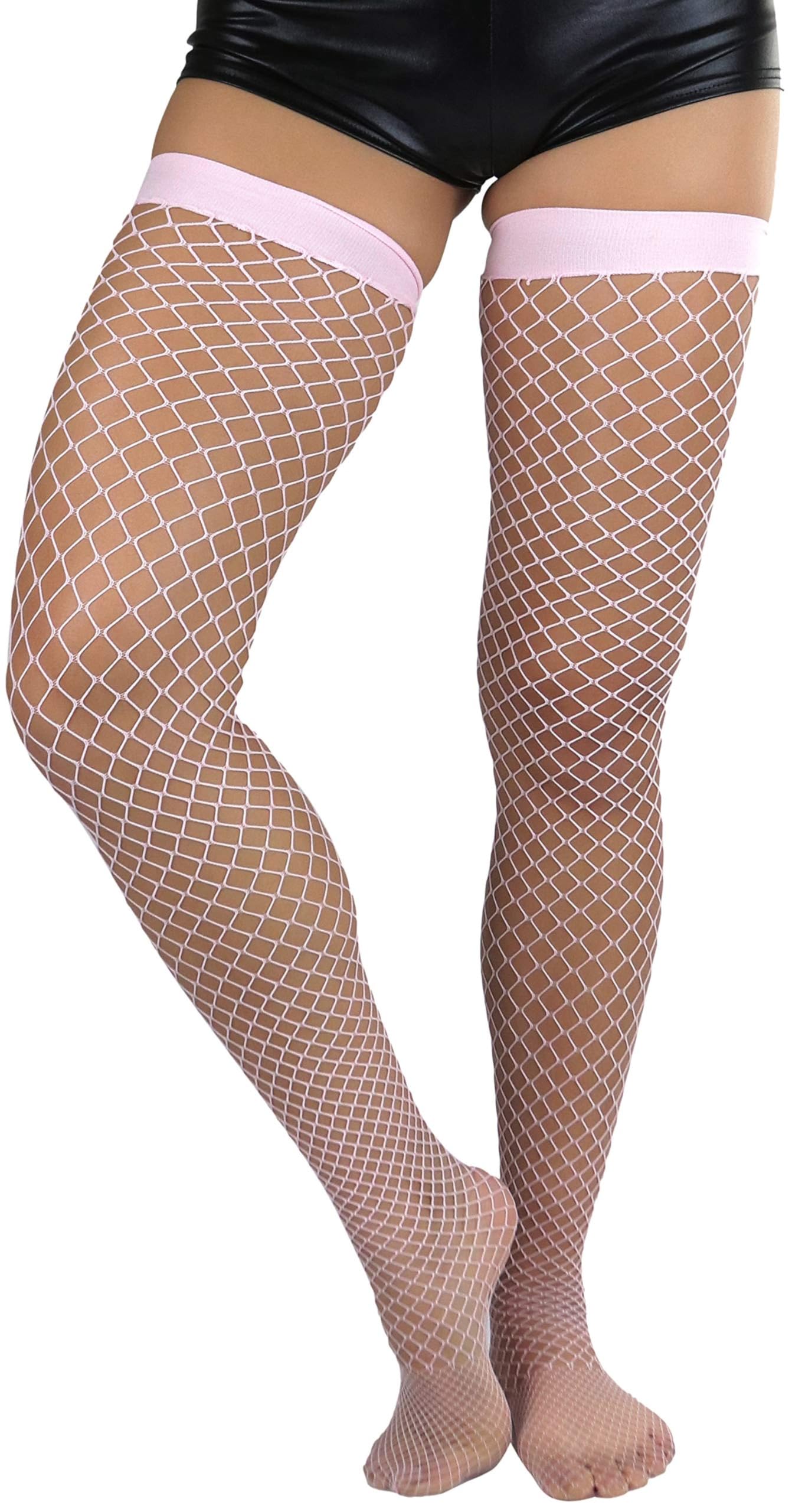 ToBeInStyle Women's Bright & Vibrant Fishnet Thigh High Stockings - Sexy Sheer Tights for Cosplay, Halloween, Burlesque & Night Out Outfits