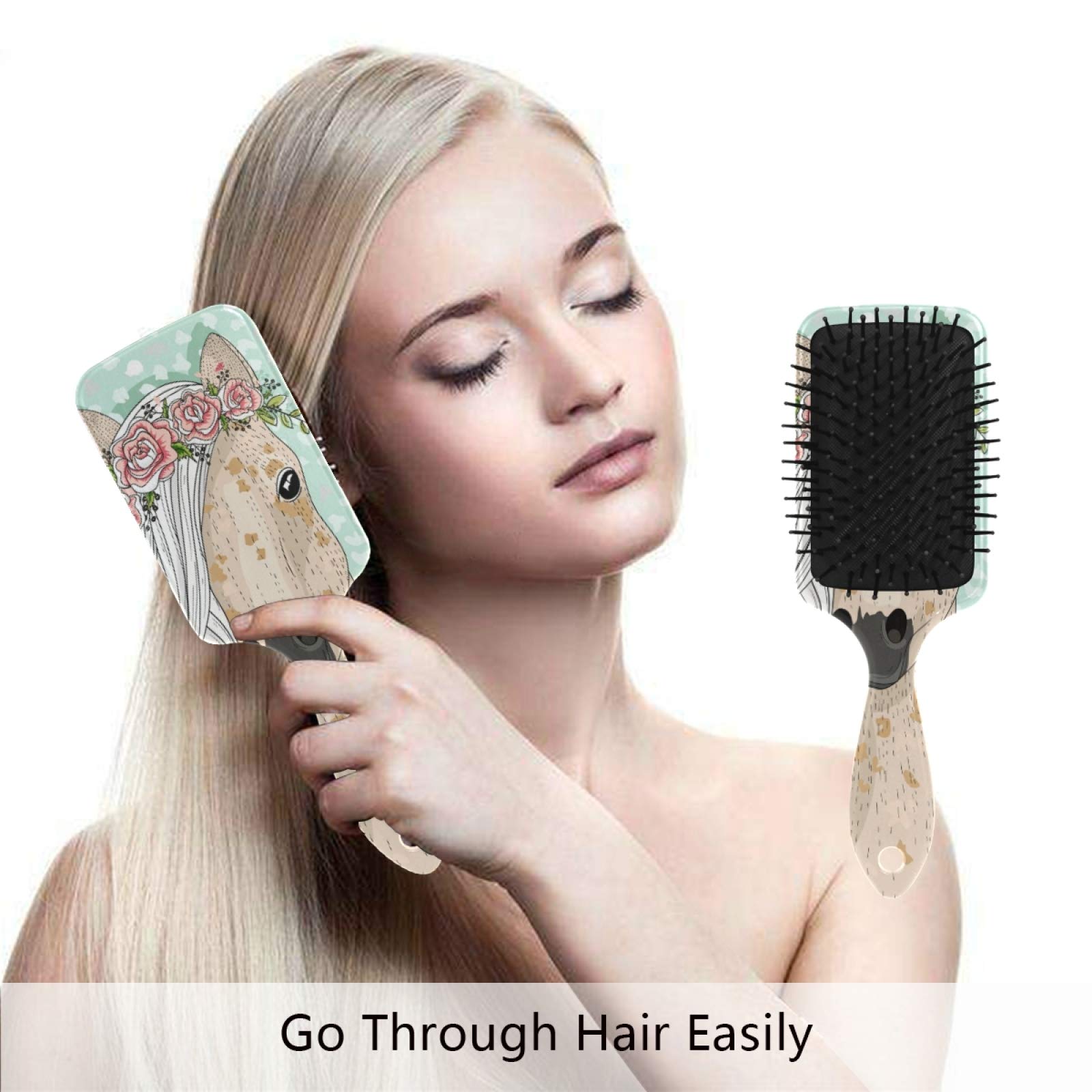 Horse Hair Brush for Women Men Kids - Detangling Hair Brush for Wet & Dry Hair - Plastic Hairbrush for Smooth & Shiny Hair - Perfect for Home, Travel & Salon Use