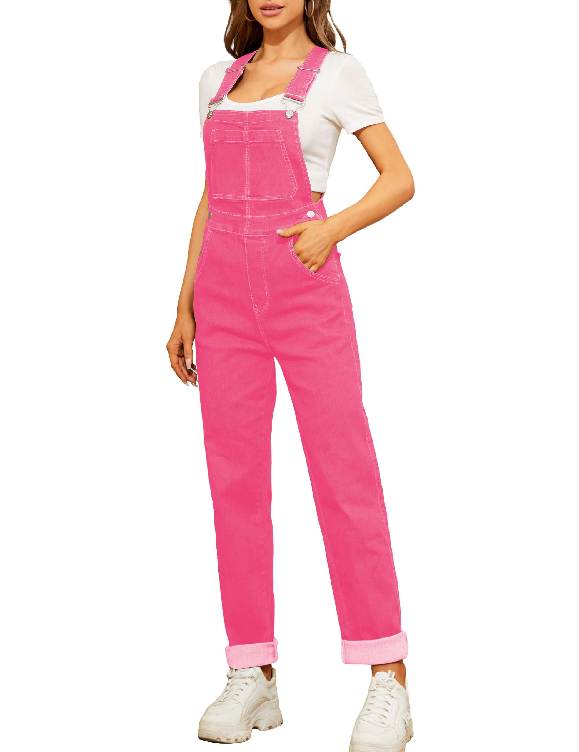 Stretch Denim Bib Overalls for Men & Women - Adjustable Shoulder Straps, Straight Leg Jumpsuit - Perfect for Casual Wear, Work, and Outdoor Activities