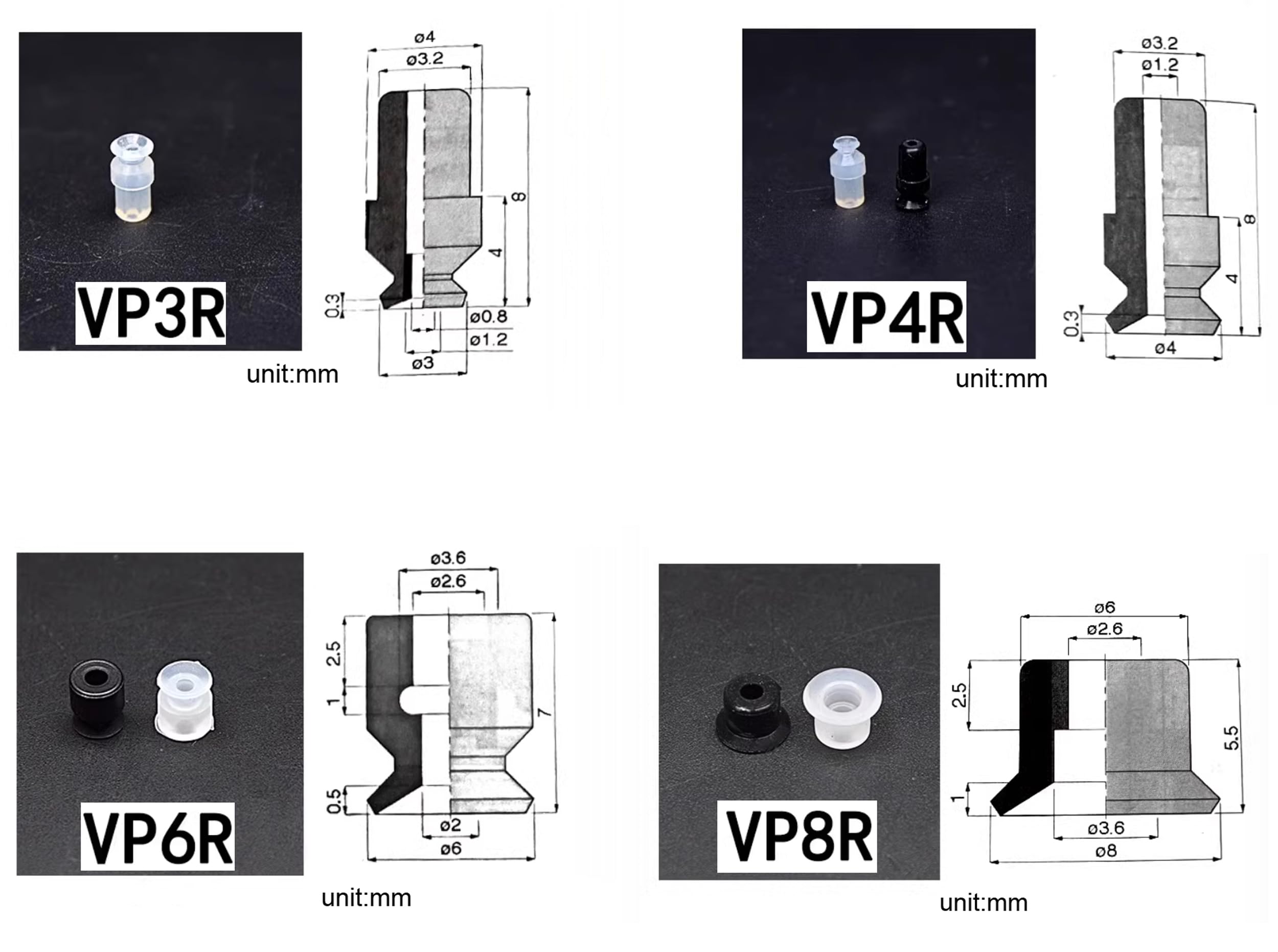 VP Series Silicone Robotic Arm Vacuum Suction Cup - VP-R Single-Layer Vacuum Grip Device (Pack of 10) for Industrial Automation, CNC Machinery & Pick-and-Place Applications