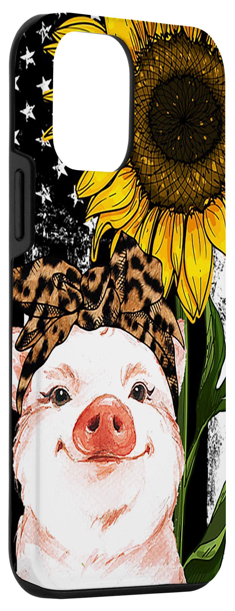 iPhone 12 Mini Case - Sunflower Pig with American Flag Design | Cute Farm Animal Phone Cover for Women & Girls | Perfect for Country Lovers, Farmhouse Decor & Patriotic Gifts